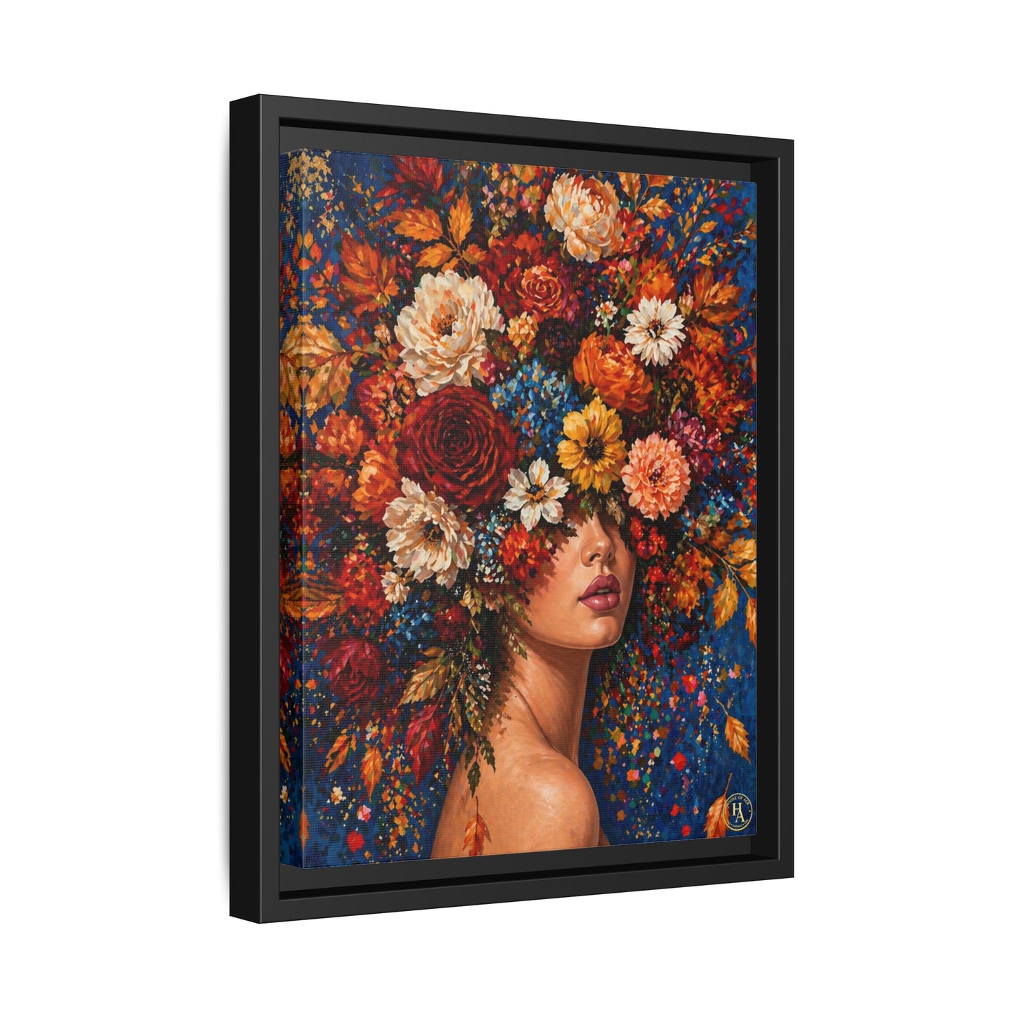 Autumn’s Lady Flower – Bloomlight Reverie Framed Matte Canvas by House of Ace