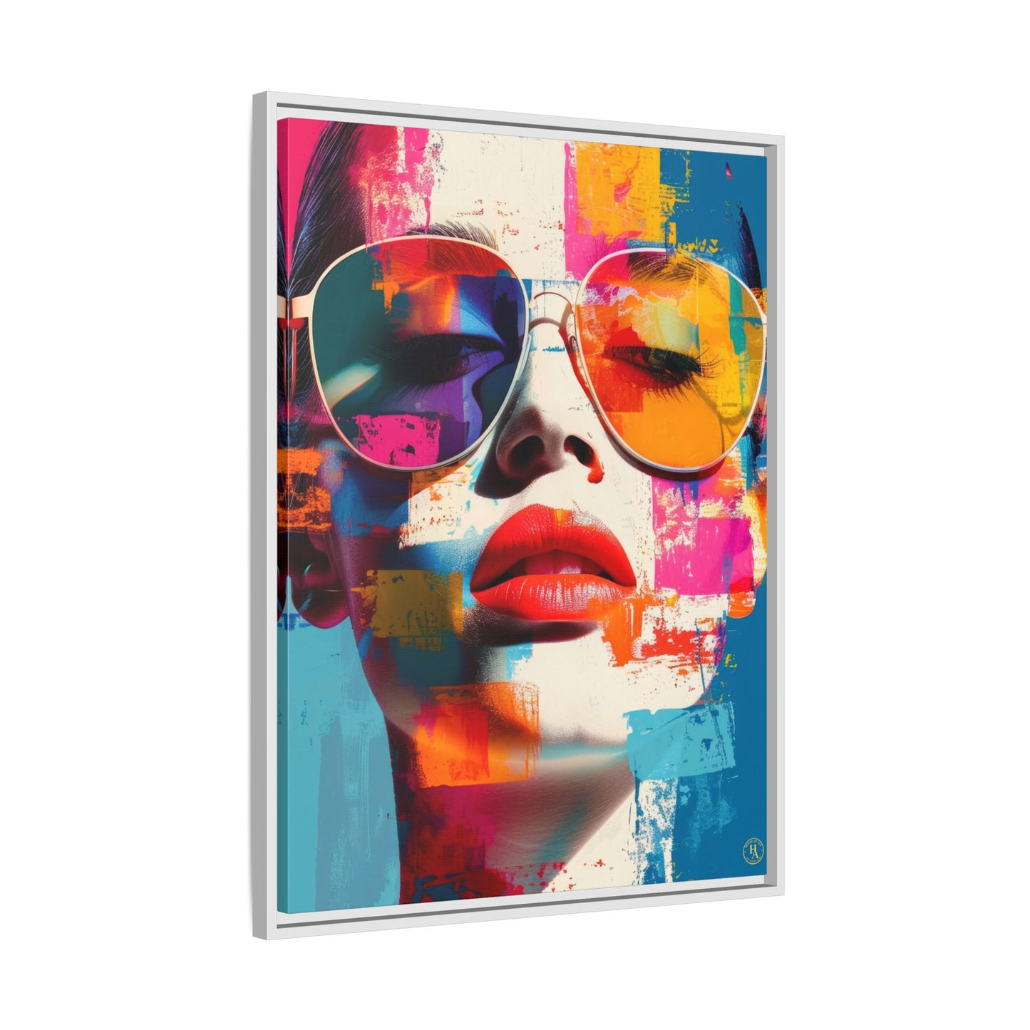 Abstract Pop Art Canvas Wall Art by House of Aces, Colourful Fashion Portrait Print, Framed Matte Canvas, Modern Statement Wall Decor
