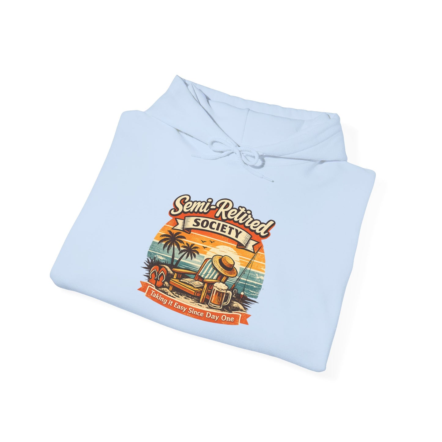 Semi-Retired Society Hoodie – Vintage Beach Retirement Sweatshirt