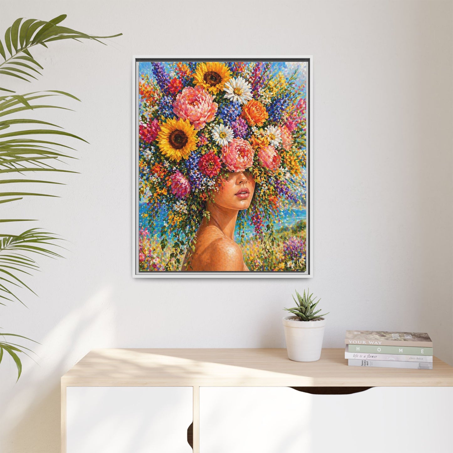 Summer’s Lady Flower – Bloomlight Reverie Framed Matte Canvas by House of Ace