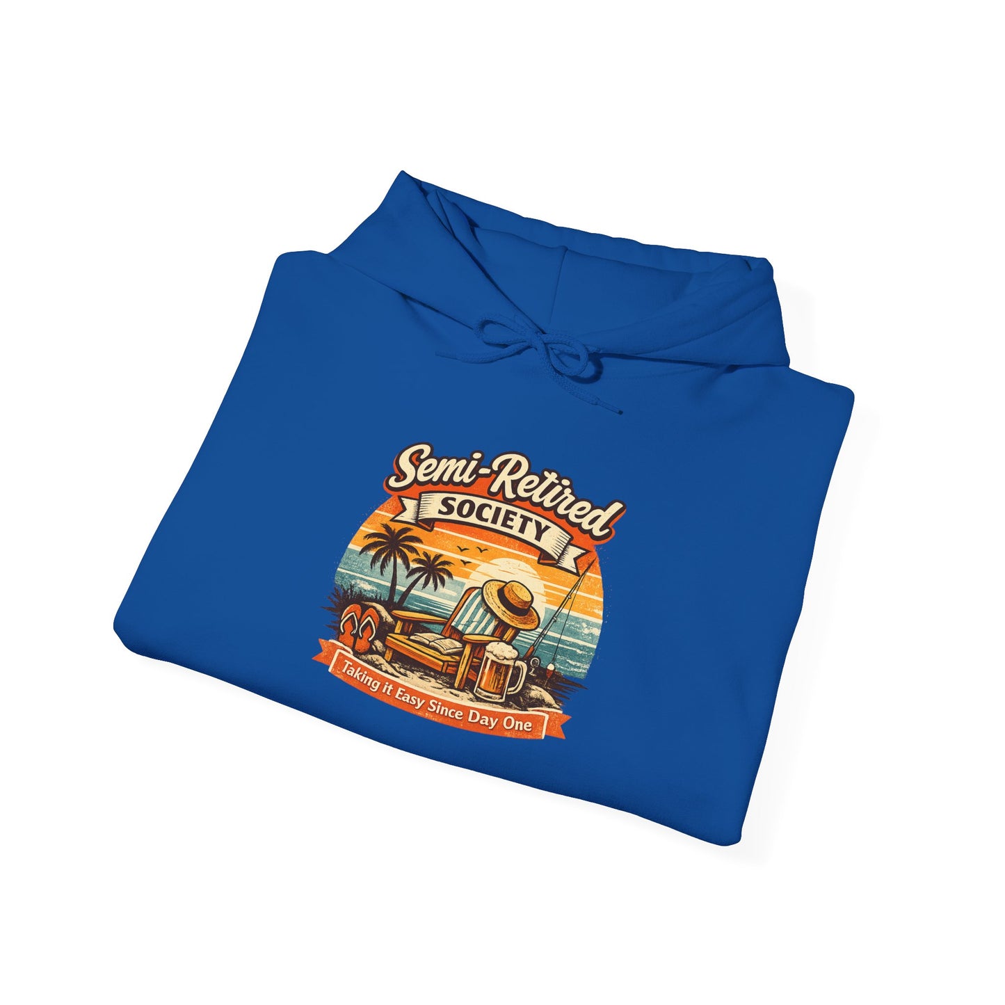 Semi-Retired Society Hoodie – Vintage Beach Retirement Sweatshirt