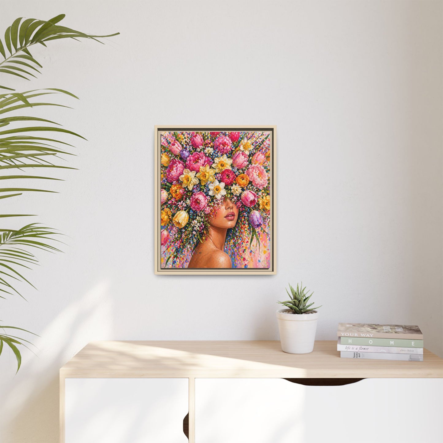 Spring's Lady Flower – Bloomlight Reverie Framed Matte Canvas by House of Ace