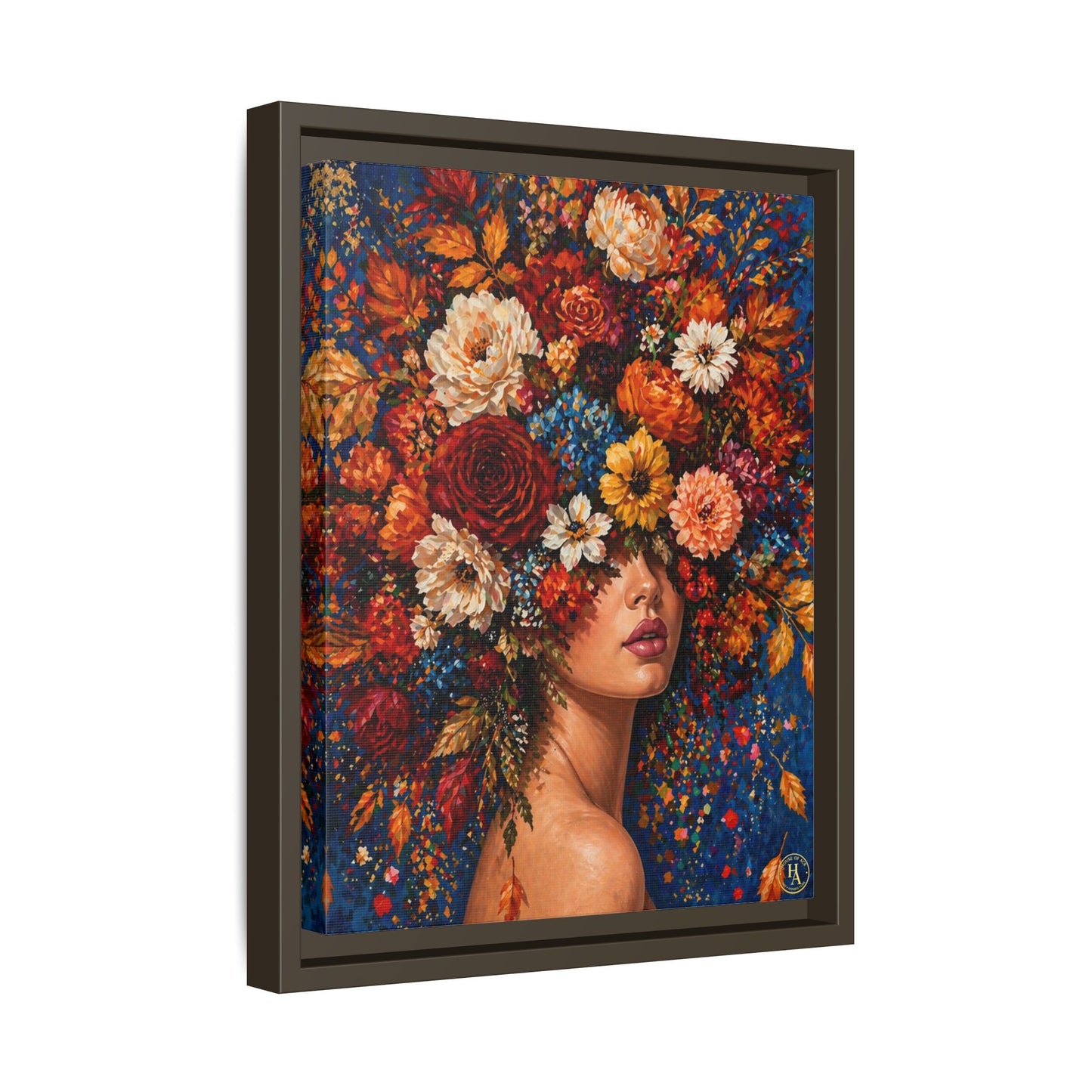 Autumn’s Lady Flower – Bloomlight Reverie Framed Matte Canvas by House of Ace