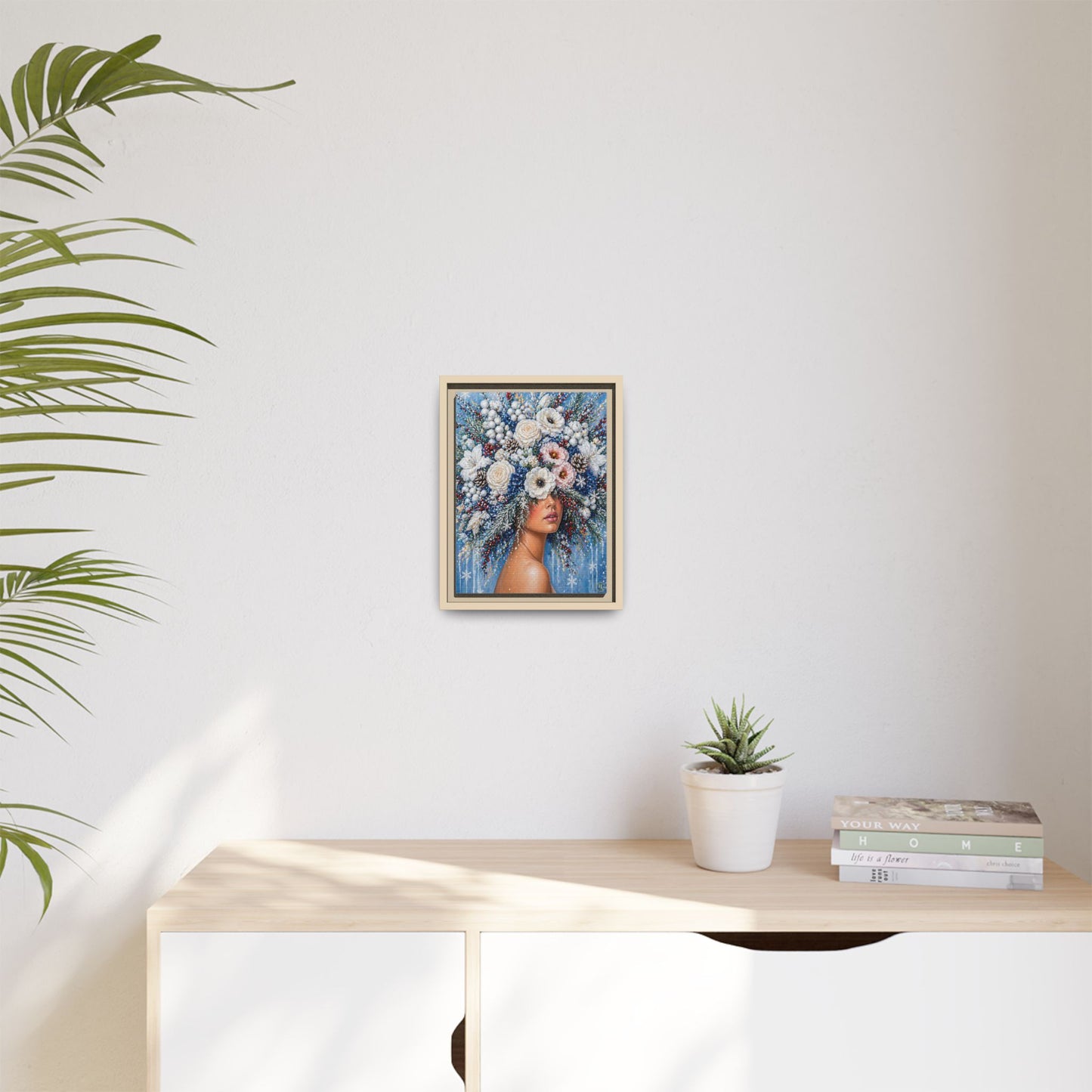 Winter’s Lady Flower – Bloomlight Reverie Framed Matte Canvas by House of Ace