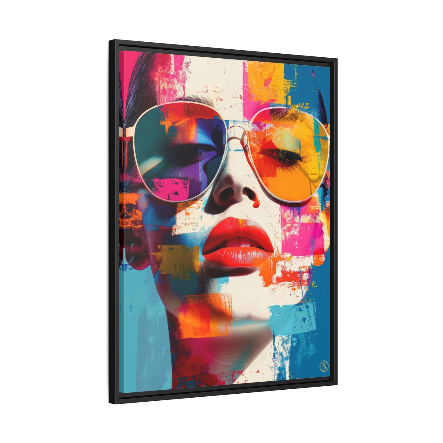 Abstract Pop Art Canvas Wall Art by House of Aces, Colourful Fashion Portrait Print, Framed Matte Canvas, Modern Statement Wall Decor