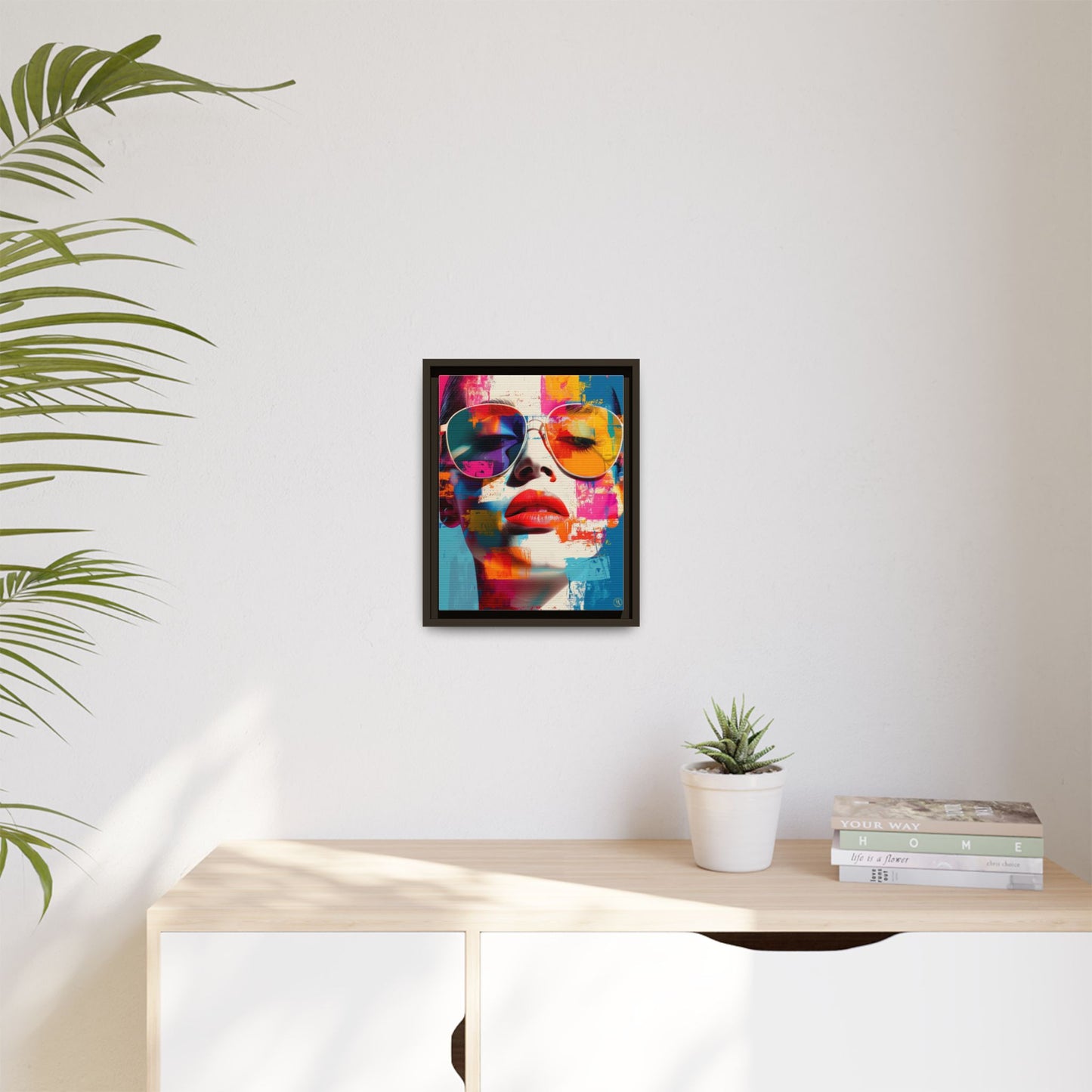 Abstract Pop Art Canvas Wall Art by House of Aces, Colourful Fashion Portrait Print, Framed Matte Canvas, Modern Statement Wall Decor
