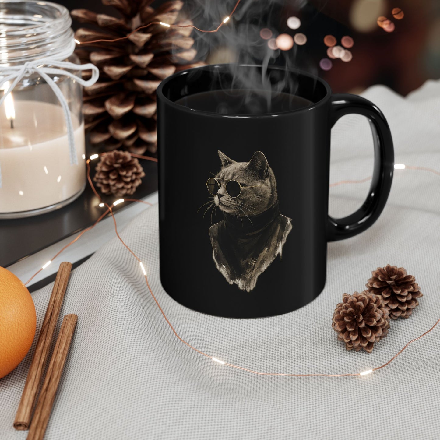 Black Cat Coffee Mug by House of Ace — 11oz Ceramic