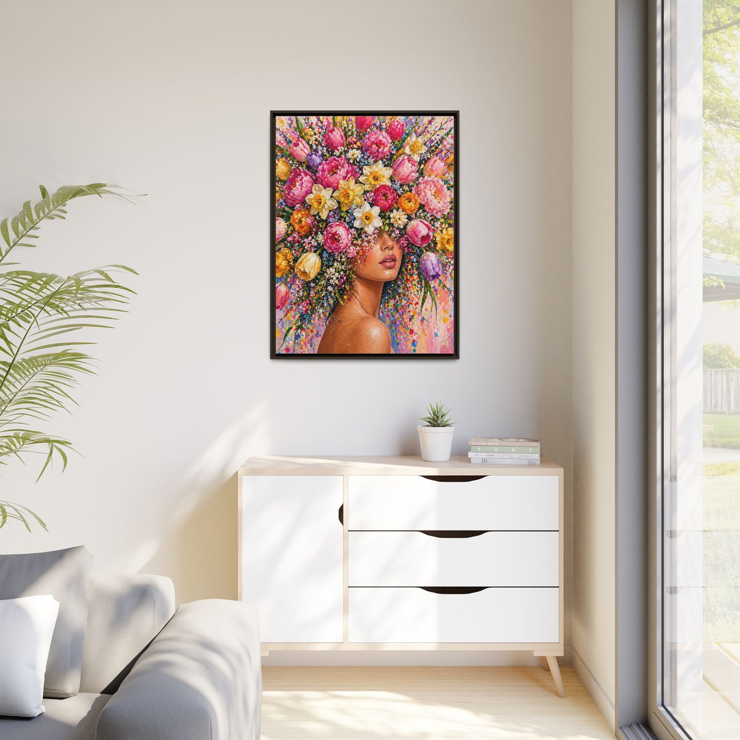 Spring's Lady Flower – Bloomlight Reverie Framed Matte Canvas by House of Ace