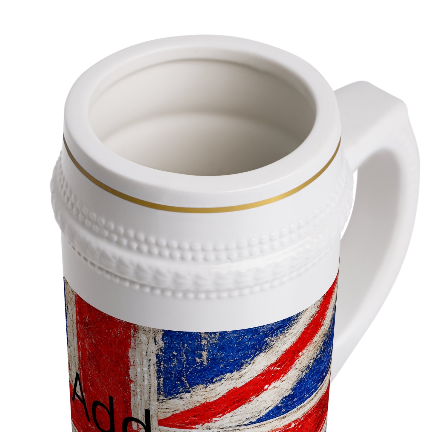 Personalised House of Ace Vintage Union Jack Beer Stein – 22oz Patriotic Ceramic Tankard
