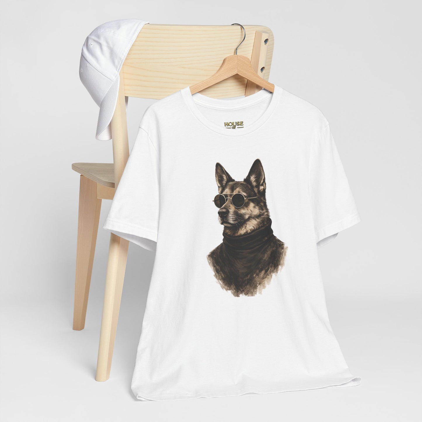 Cool Dog Graphic T-Shirt | Vintage Monochrome Sunglasses Dog Tee by House of Ace