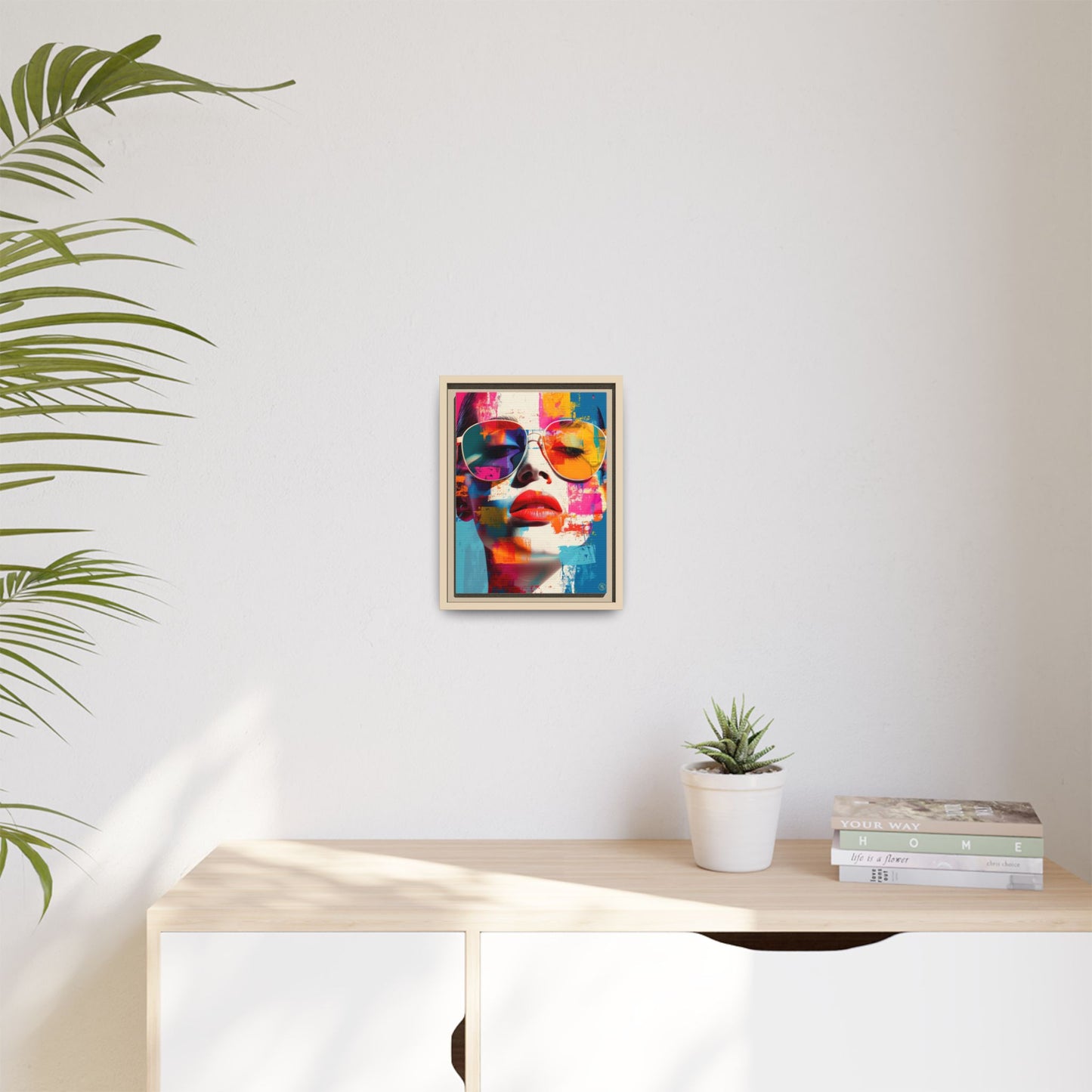 Abstract Pop Art Canvas Wall Art by House of Aces, Colourful Fashion Portrait Print, Framed Matte Canvas, Modern Statement Wall Decor