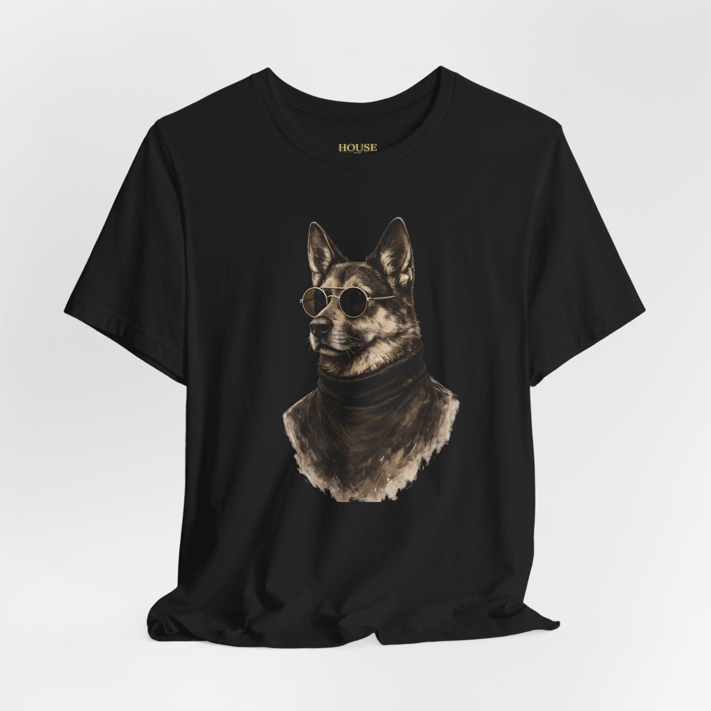 Cool Dog Graphic T-Shirt | Vintage Monochrome Sunglasses Dog Tee by House of Ace
