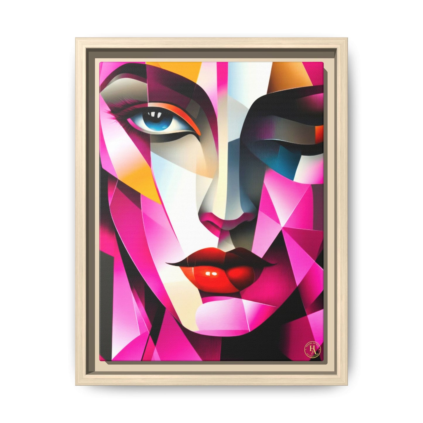 Electric Abstract Muse Geometry Framed Matte Canvas by House of Ace