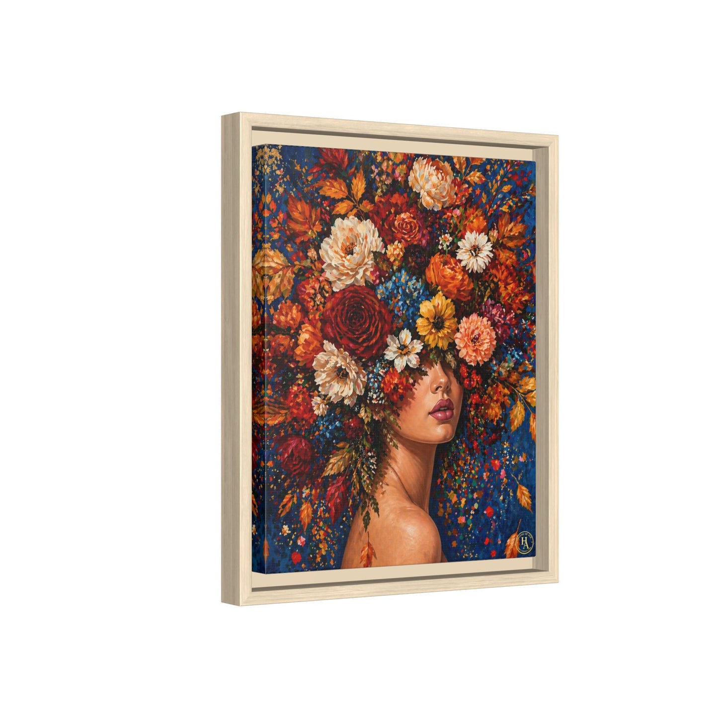 Autumn’s Lady Flower – Bloomlight Reverie Framed Matte Canvas by House of Ace