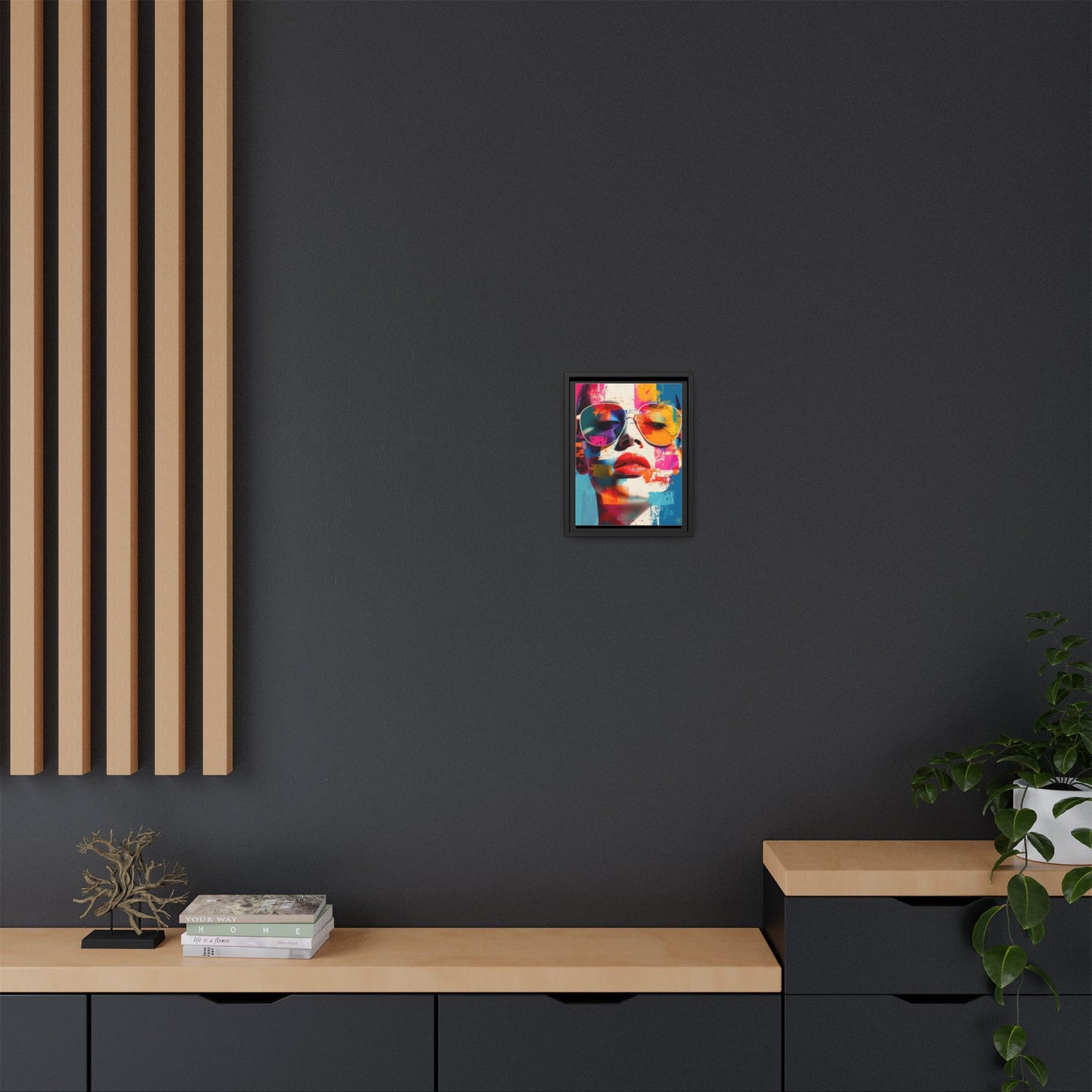 Abstract Pop Art Canvas Wall Art by House of Aces, Colourful Fashion Portrait Print, Framed Matte Canvas, Modern Statement Wall Decor