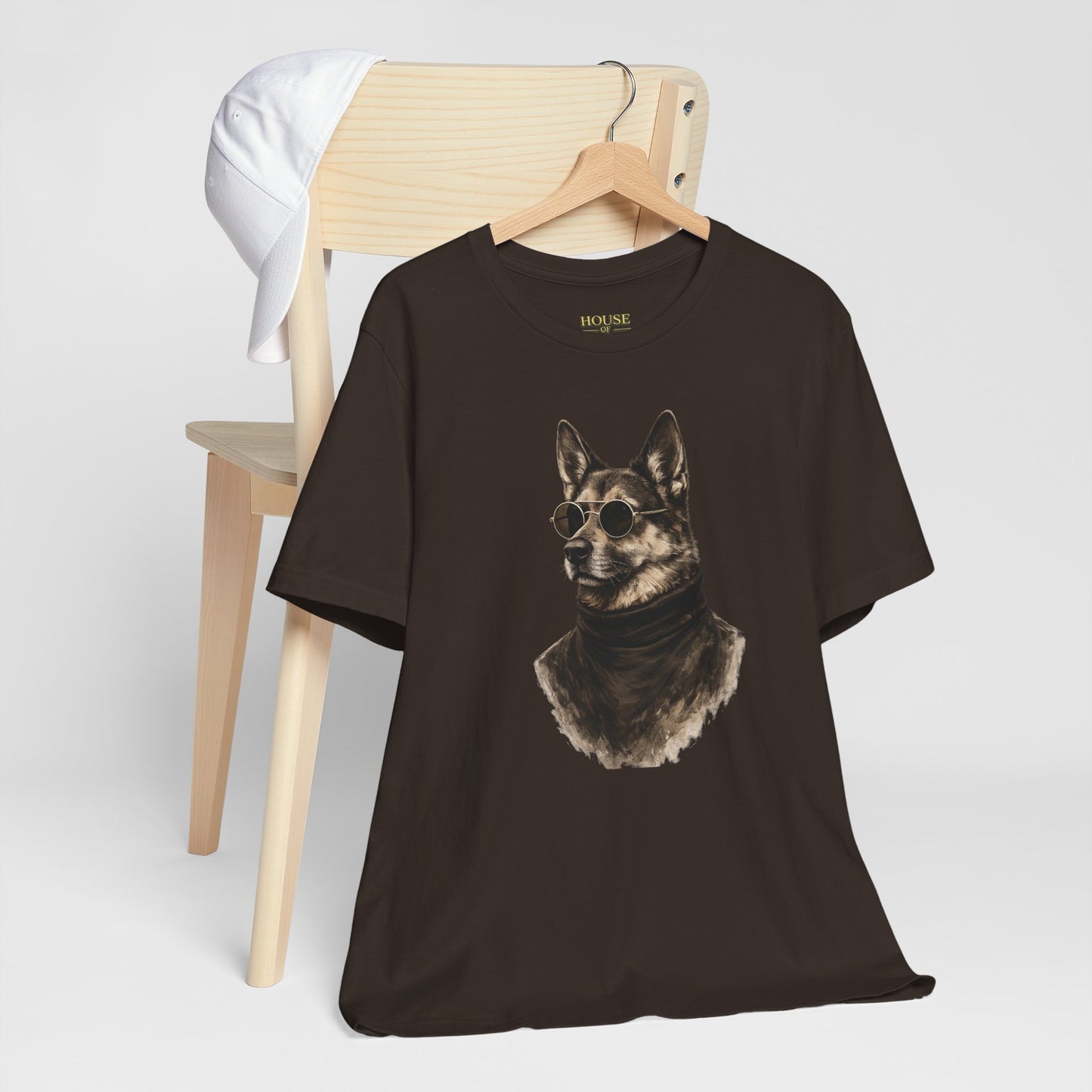 Cool Dog Graphic T-Shirt | Vintage Monochrome Sunglasses Dog Tee by House of Ace