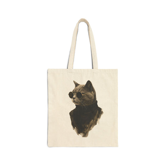 Cool Cat Graphic Tote Bag| Vintage Monochrome Cat Bag by House of Ace