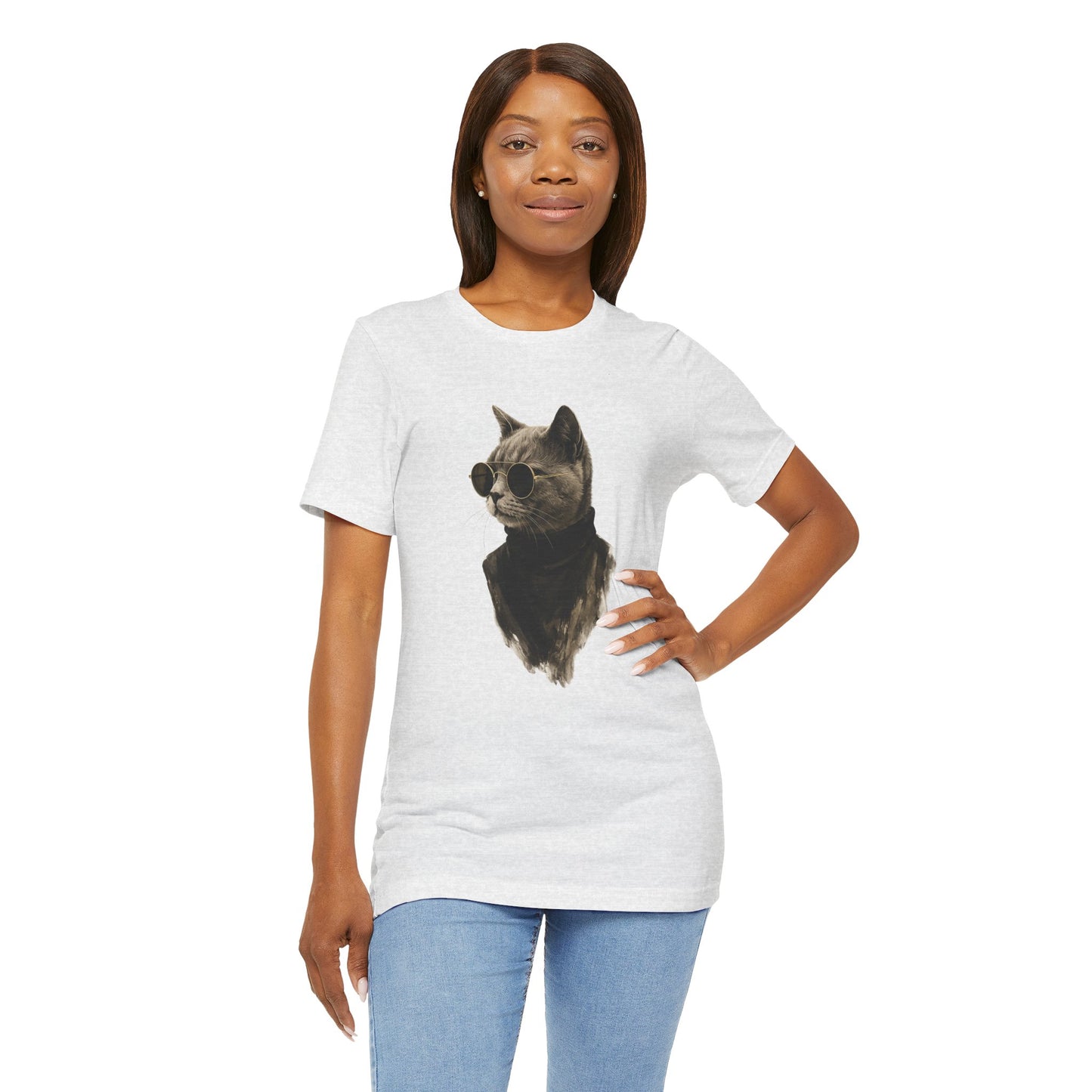 Cool Cat Graphic T-Shirt | Vintage Monochrome Cat Tee by House of Ace
