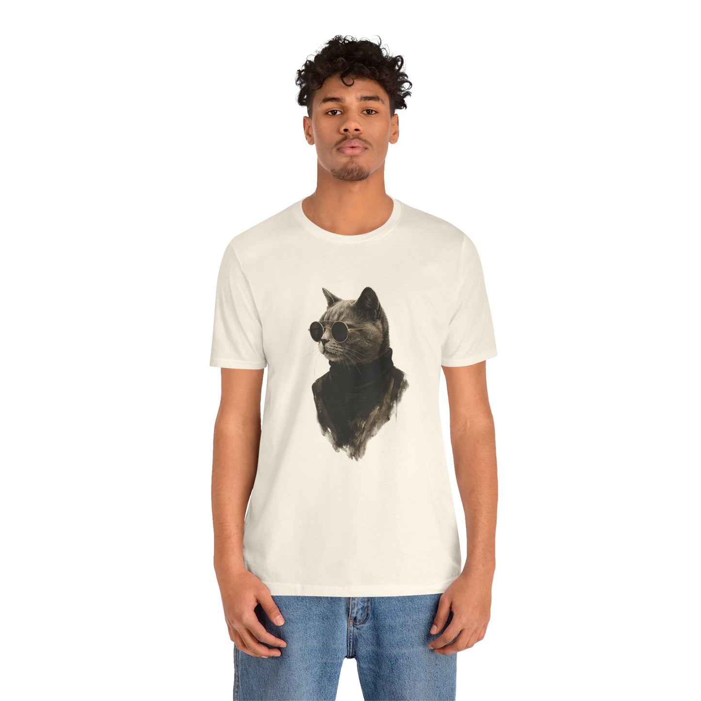 Cool Cat Graphic T-Shirt | Vintage Monochrome Cat Tee by House of Ace