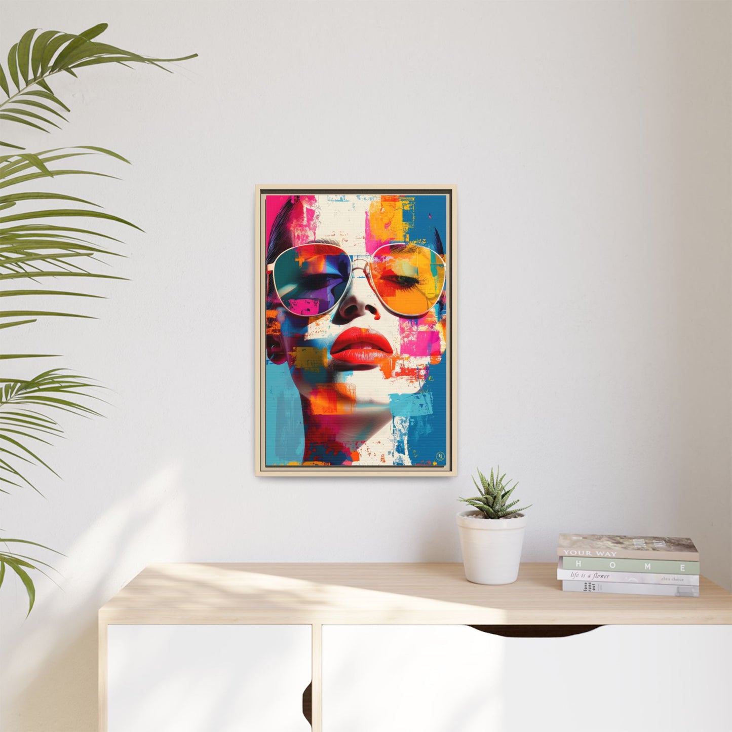 Abstract Pop Art Canvas Wall Art by House of Aces, Colourful Fashion Portrait Print, Framed Matte Canvas, Modern Statement Wall Decor