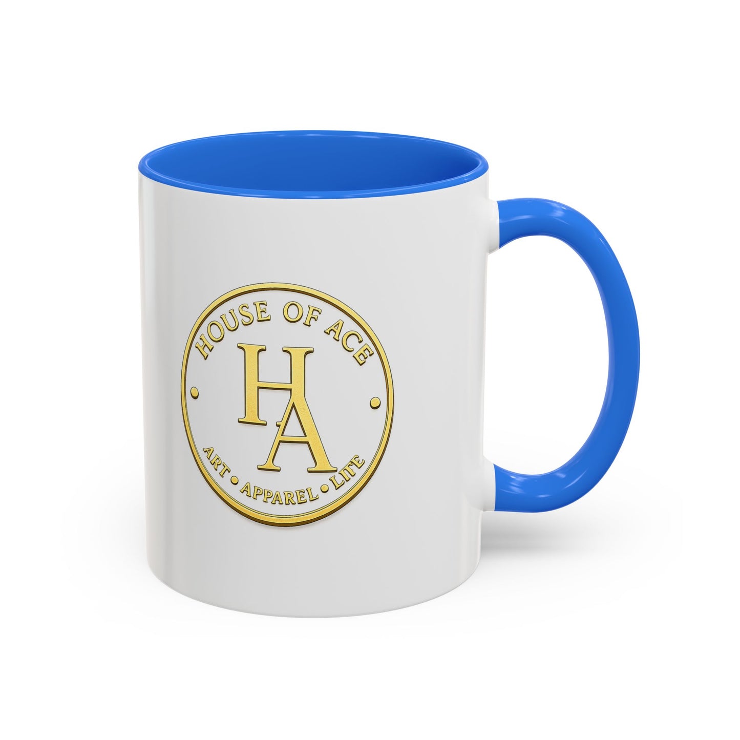 Crimson Elegance – Original Acrylic Art Accent Mug House of Aces Logo Mug — 11oz/15oz Ceramic Coffee Cup (Black Handle & Rim)