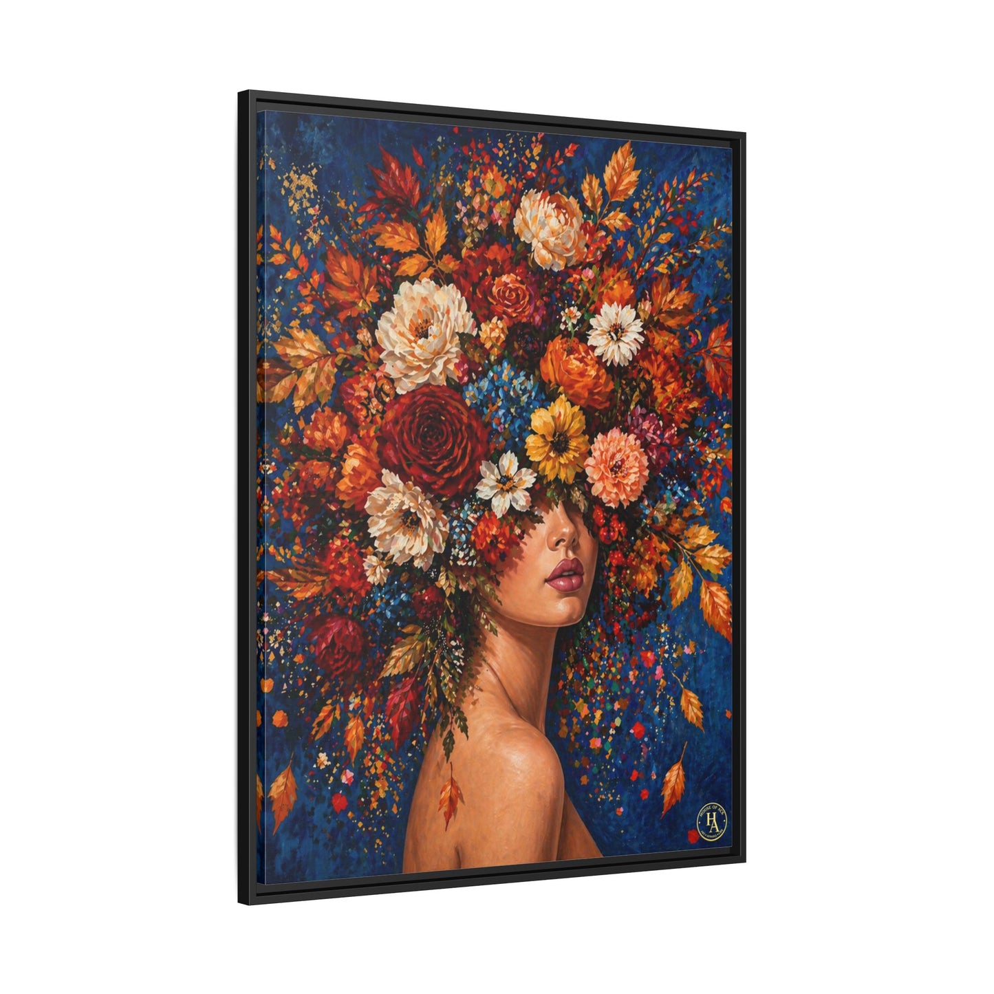 Autumn’s Lady Flower – Bloomlight Reverie Framed Matte Canvas by House of Ace