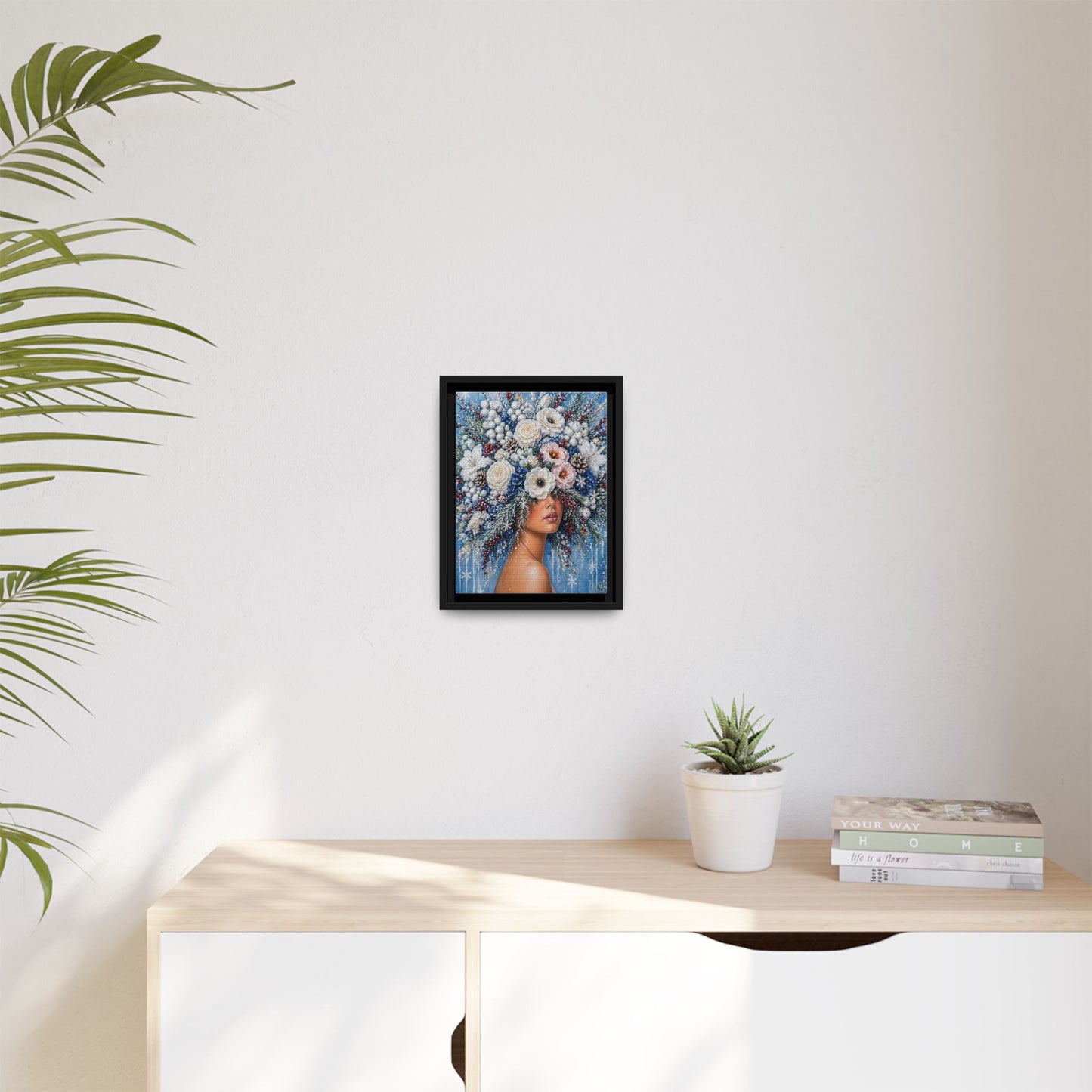 Winter’s Lady Flower – Bloomlight Reverie Framed Matte Canvas by House of Ace