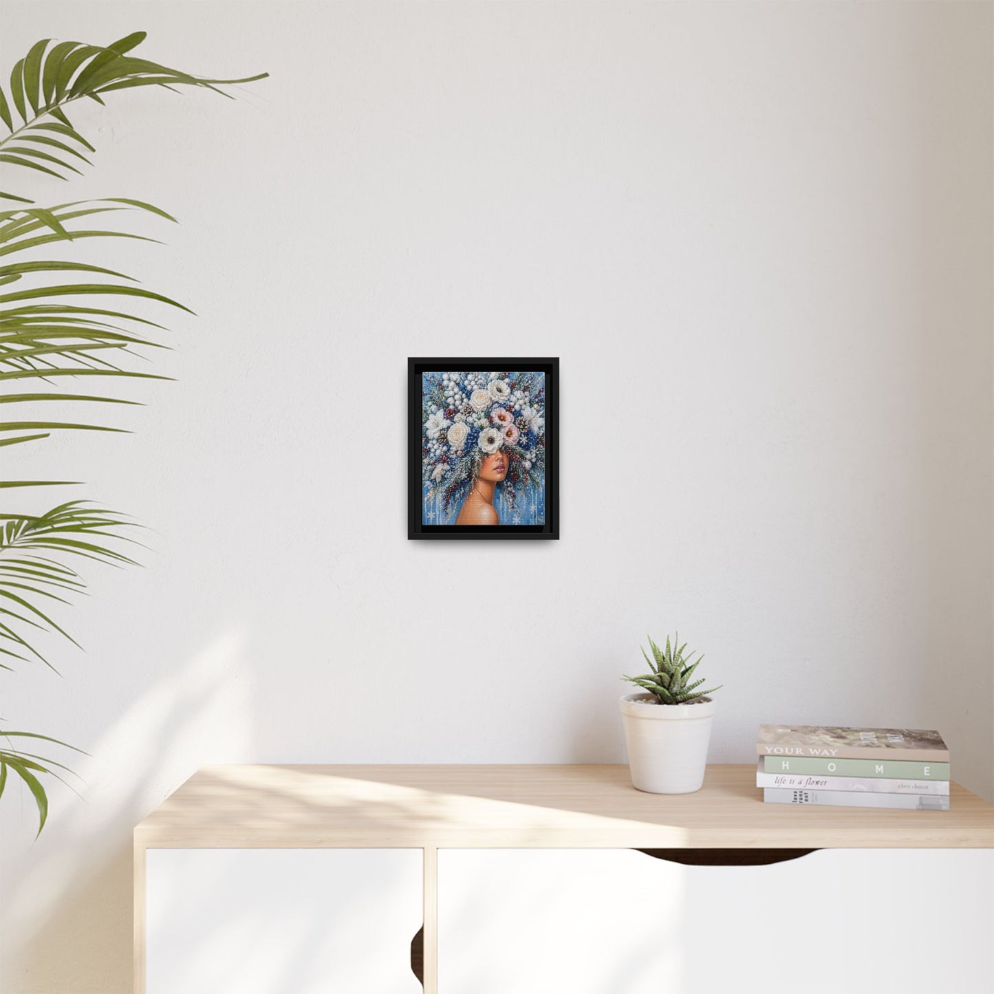 Winter’s Lady Flower – Bloomlight Reverie Framed Matte Canvas by House of Ace