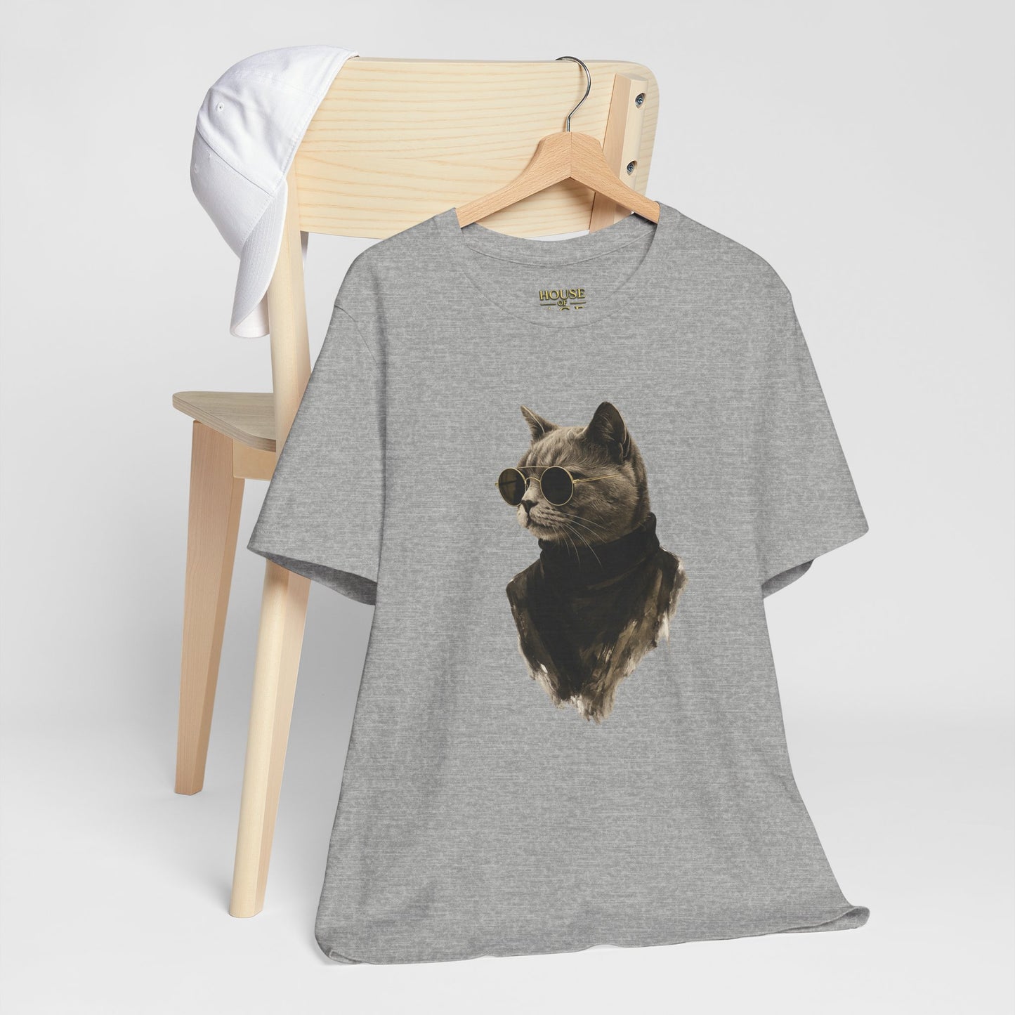 Cool Cat Graphic T-Shirt | Vintage Monochrome Cat Tee by House of Ace