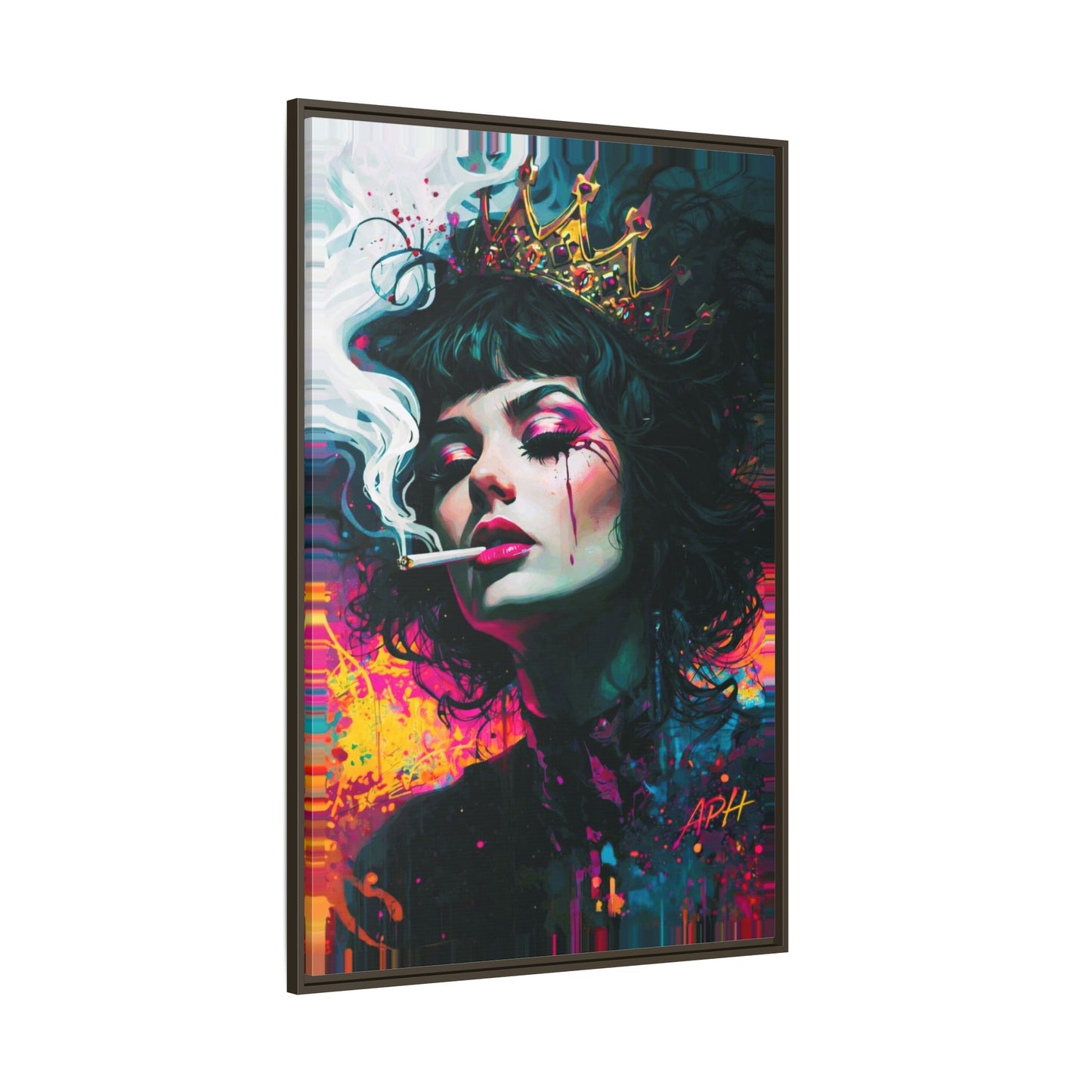Neon Portrait Rebel Queen Art Print Neon Mirage Pop Art Framed Canvas | Colorful Fashion by House of Ace