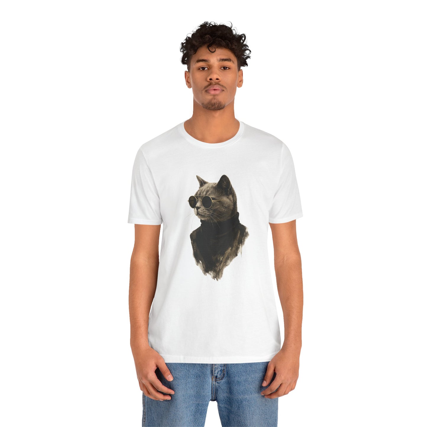 Cool Cat Graphic T-Shirt | Vintage Monochrome Cat Tee by House of Ace