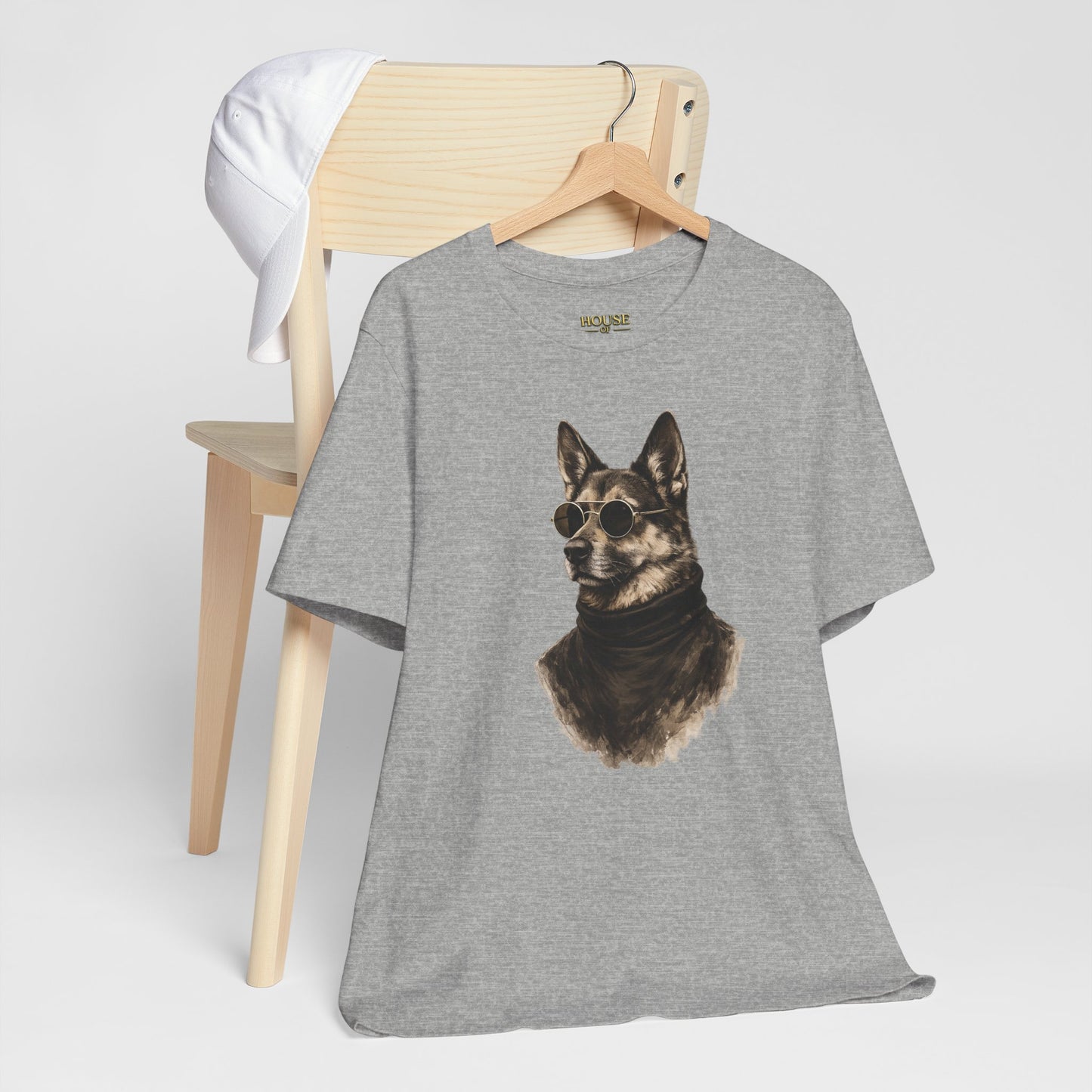 Cool Dog Graphic T-Shirt | Vintage Monochrome Sunglasses Dog Tee by House of Ace
