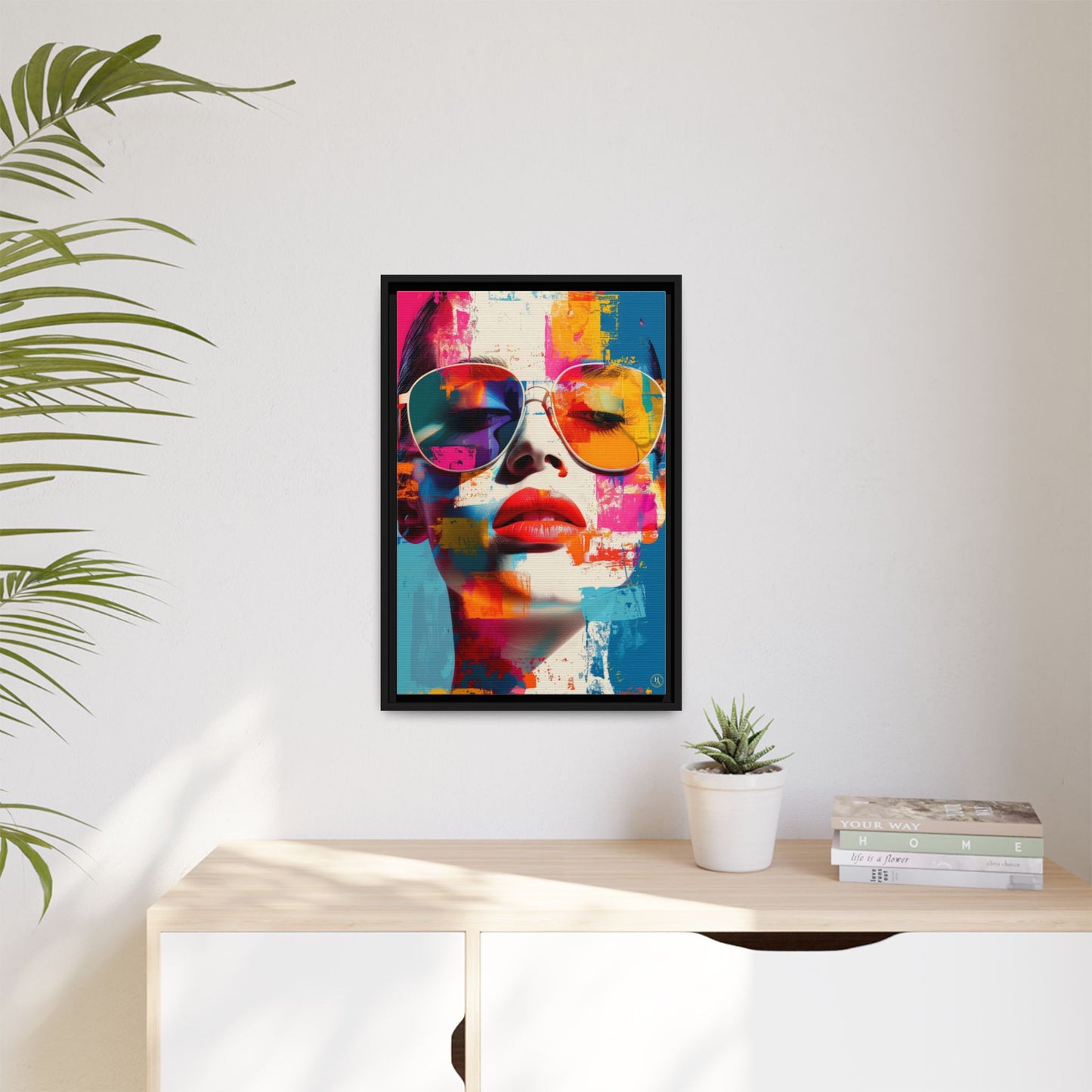 Abstract Pop Art Canvas Wall Art by House of Aces, Colourful Fashion Portrait Print, Framed Matte Canvas, Modern Statement Wall Decor