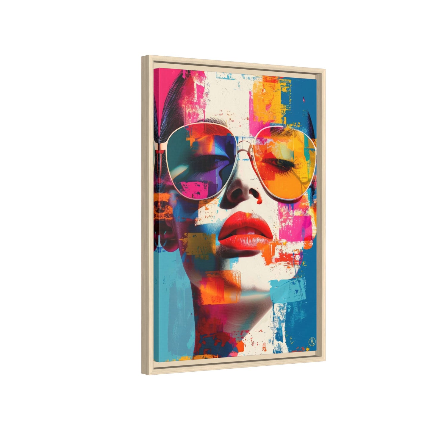 Abstract Pop Art Canvas Wall Art by House of Aces, Colourful Fashion Portrait Print, Framed Matte Canvas, Modern Statement Wall Decor