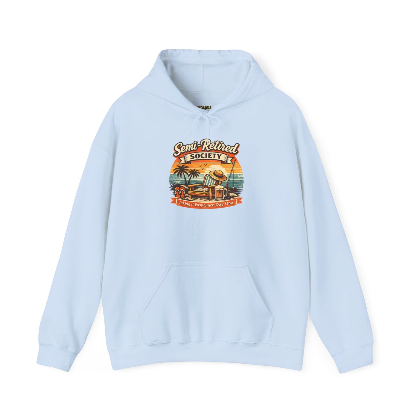 Semi-Retired Society Hoodie – Vintage Beach Retirement Sweatshirt