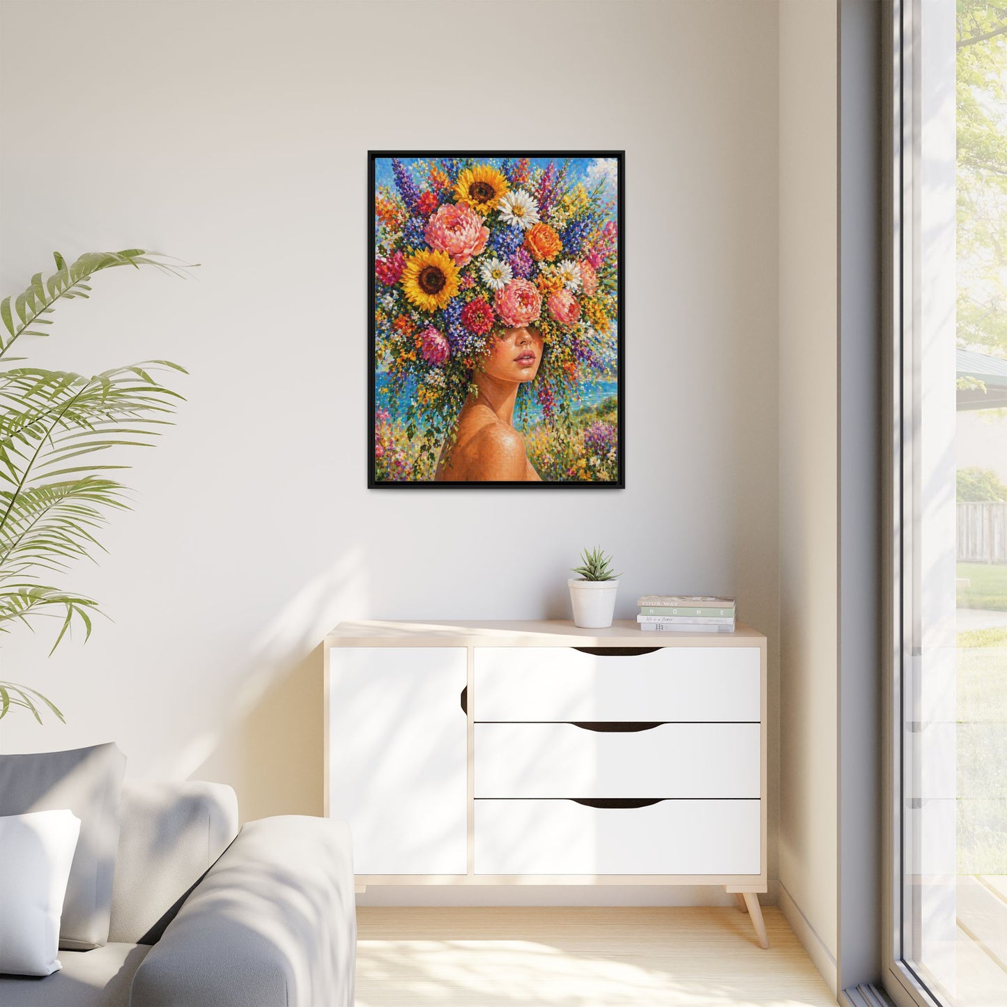 Summer’s Lady Flower – Bloomlight Reverie Framed Matte Canvas by House of Ace