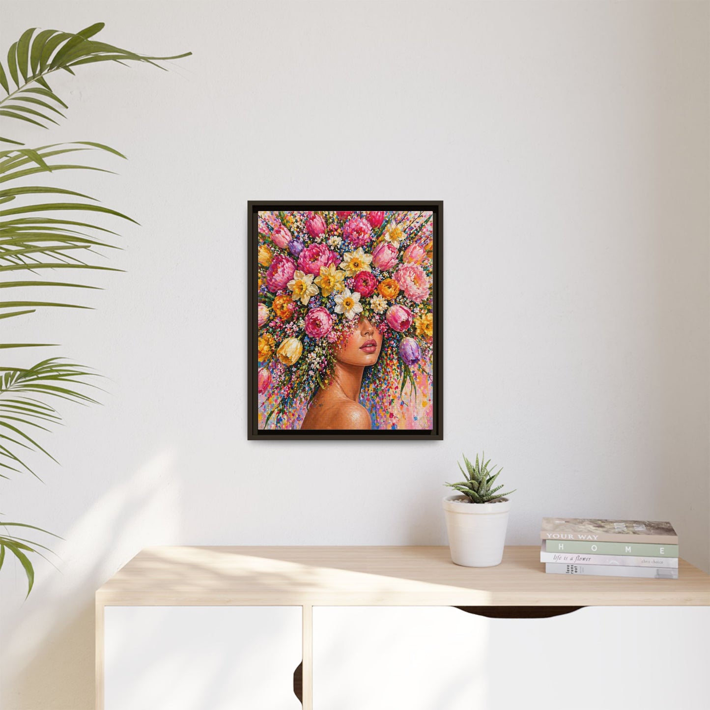 Spring's Lady Flower – Bloomlight Reverie Framed Matte Canvas by House of Ace