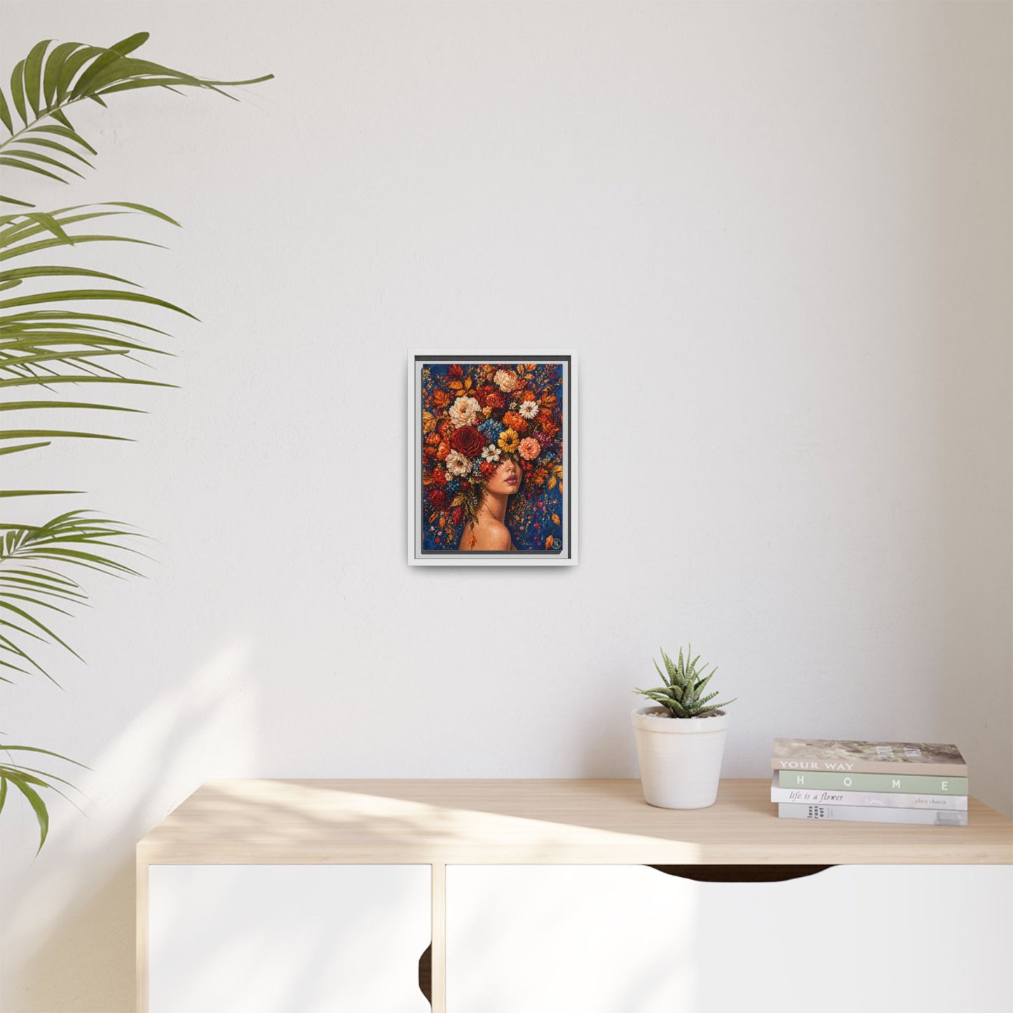 Autumn’s Lady Flower – Bloomlight Reverie Framed Matte Canvas by House of Ace