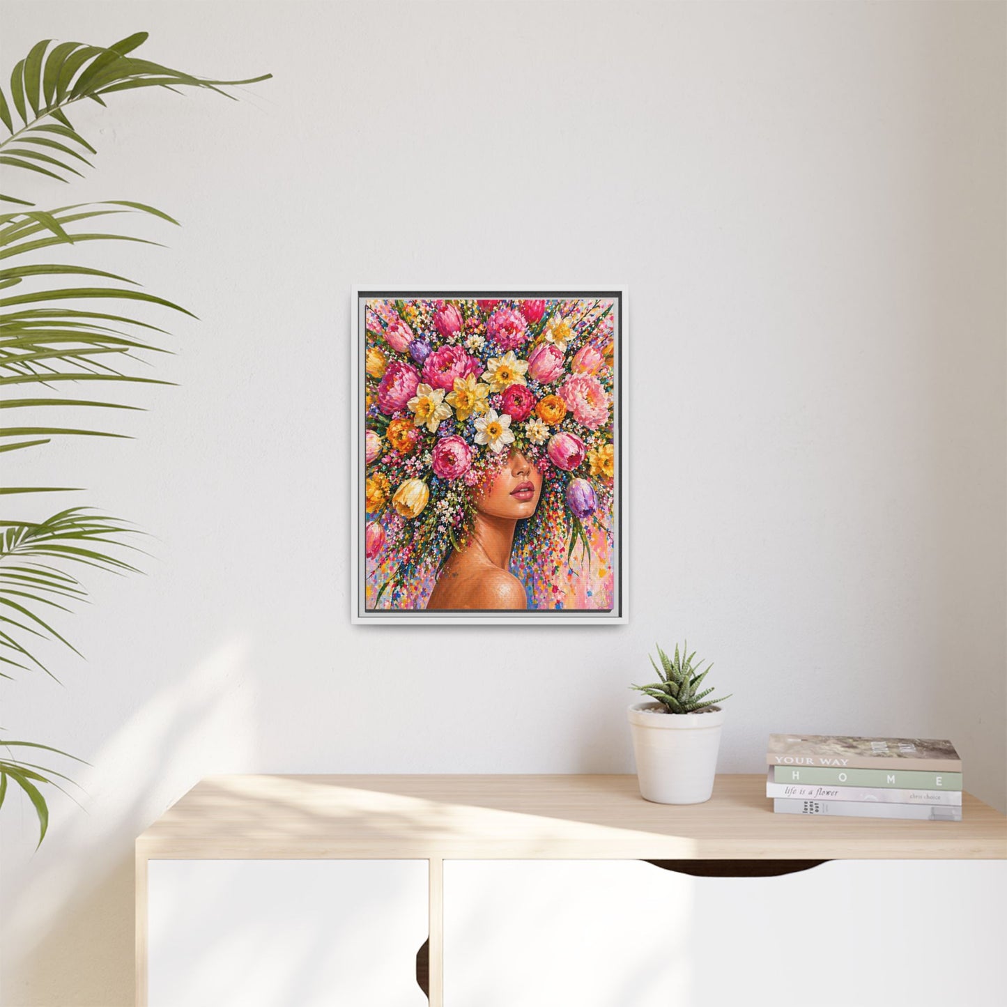 Spring's Lady Flower – Bloomlight Reverie Framed Matte Canvas by House of Ace