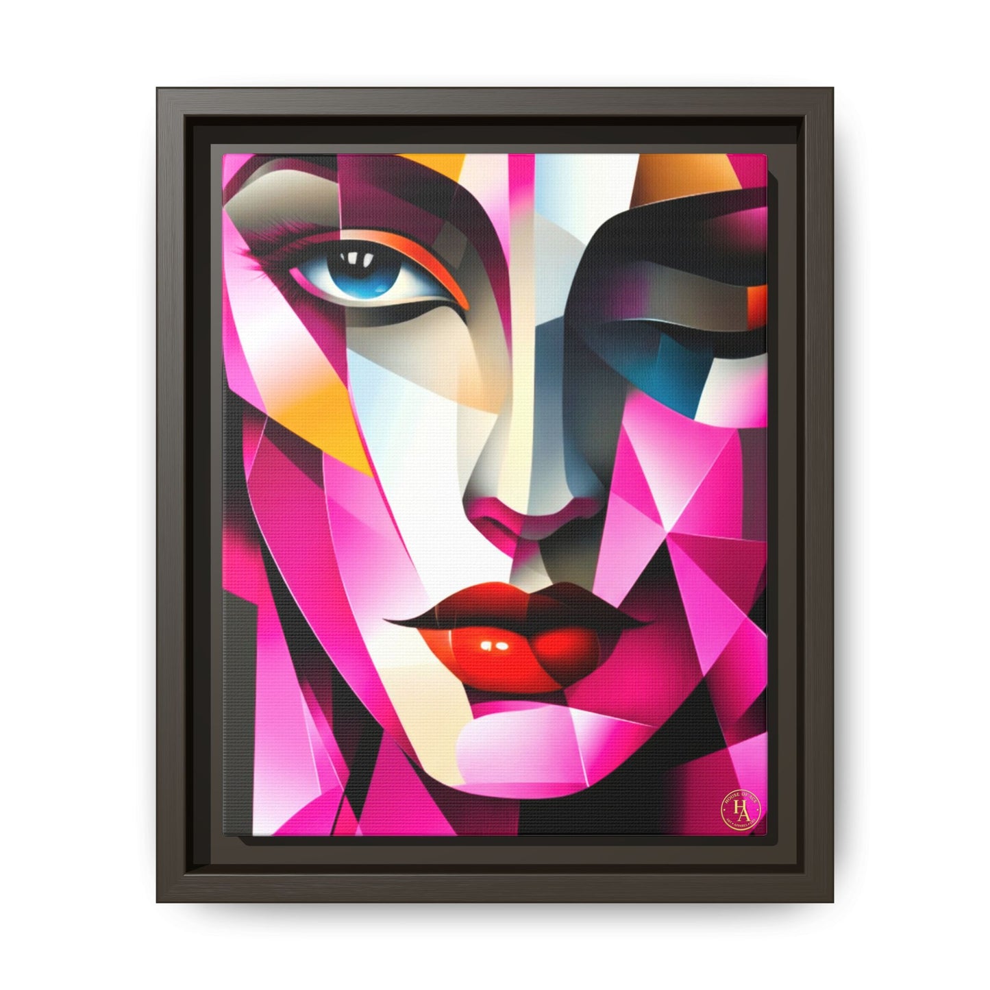 Electric Abstract Muse Geometry Framed Matte Canvas by House of Ace