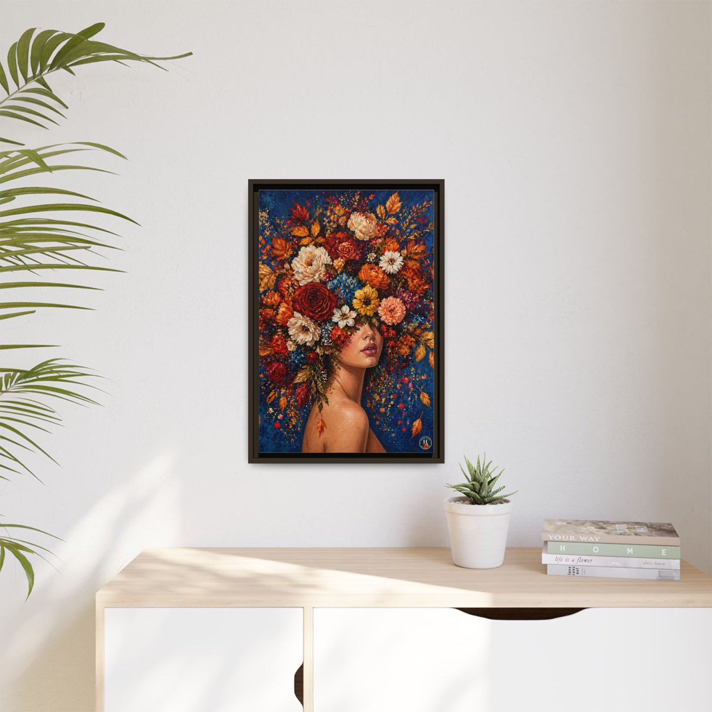 Autumn’s Lady Flower – Bloomlight Reverie Framed Matte Canvas by House of Ace