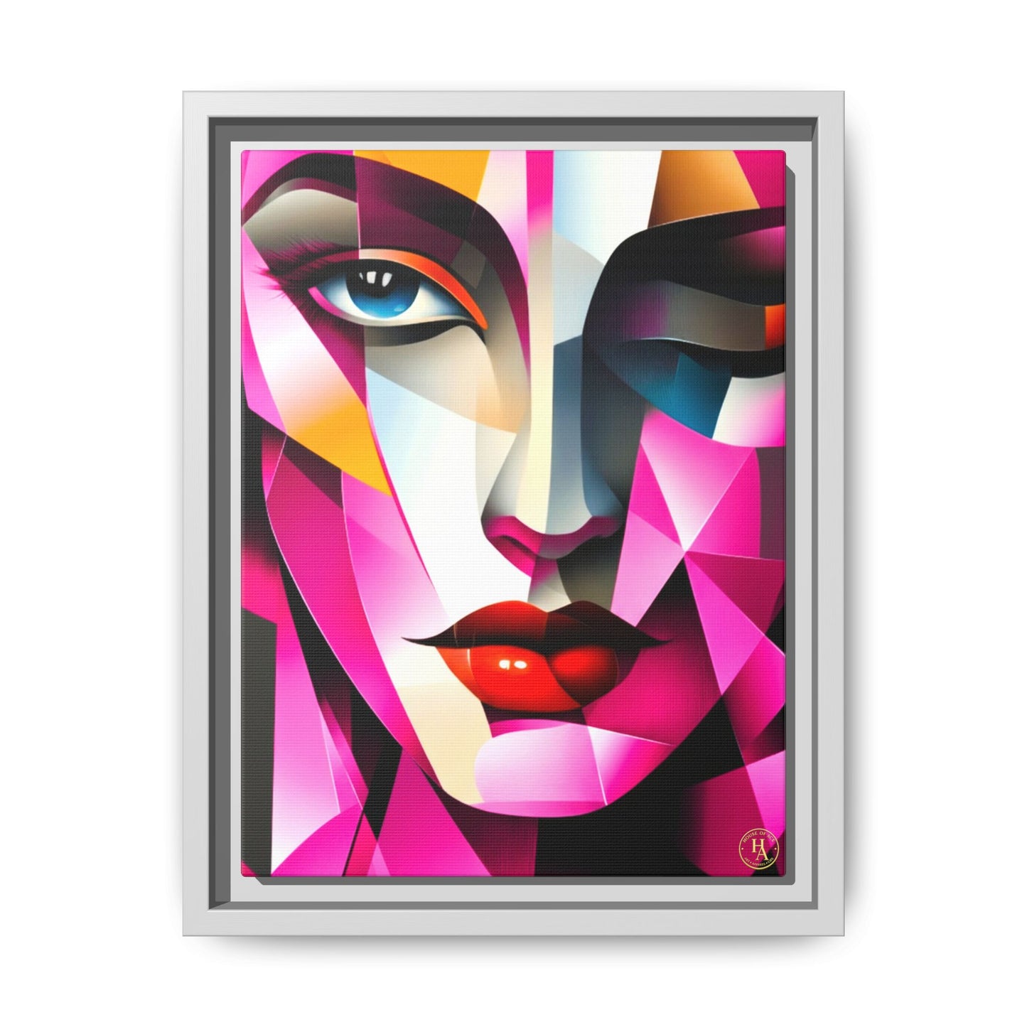 Electric Abstract Muse Geometry Framed Matte Canvas by House of Ace