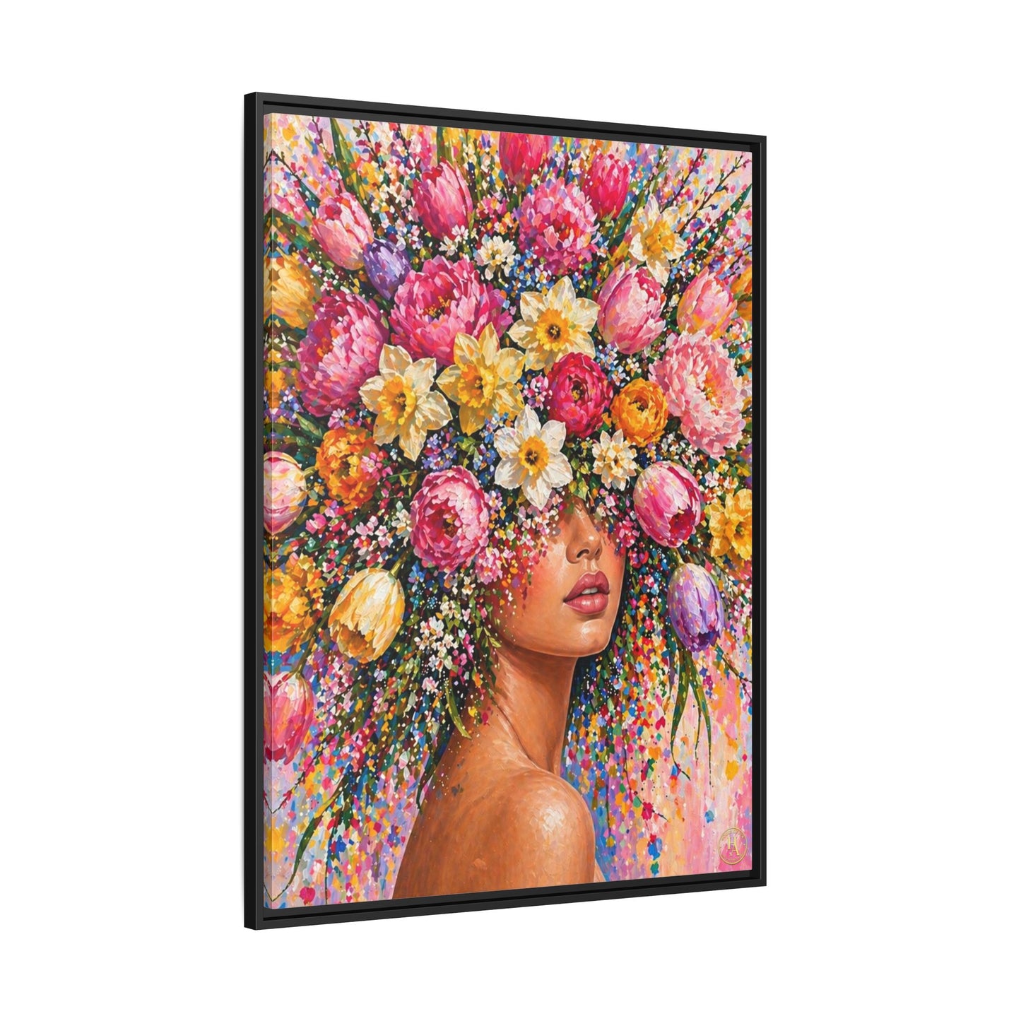 Spring's Lady Flower – Bloomlight Reverie Framed Matte Canvas by House of Ace