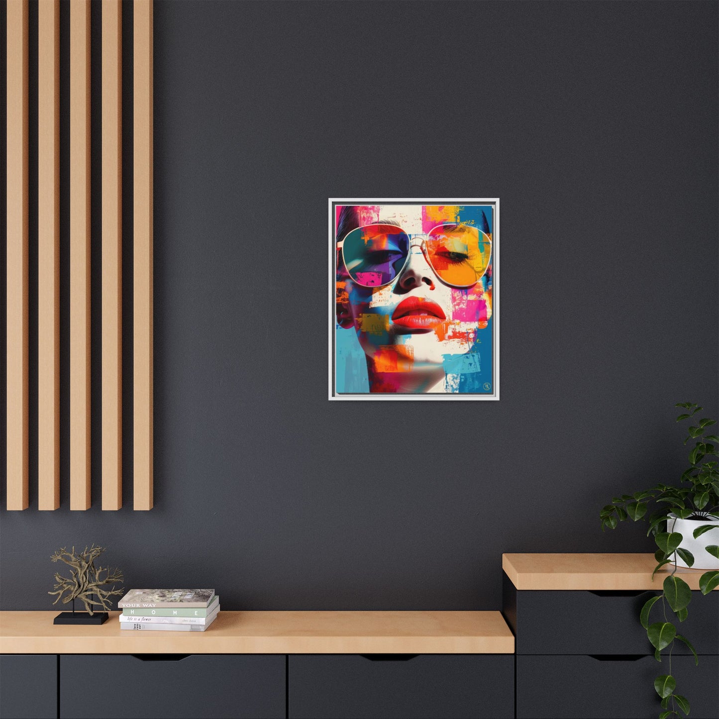 Abstract Pop Art Canvas Wall Art by House of Aces, Colourful Fashion Portrait Print, Framed Matte Canvas, Modern Statement Wall Decor
