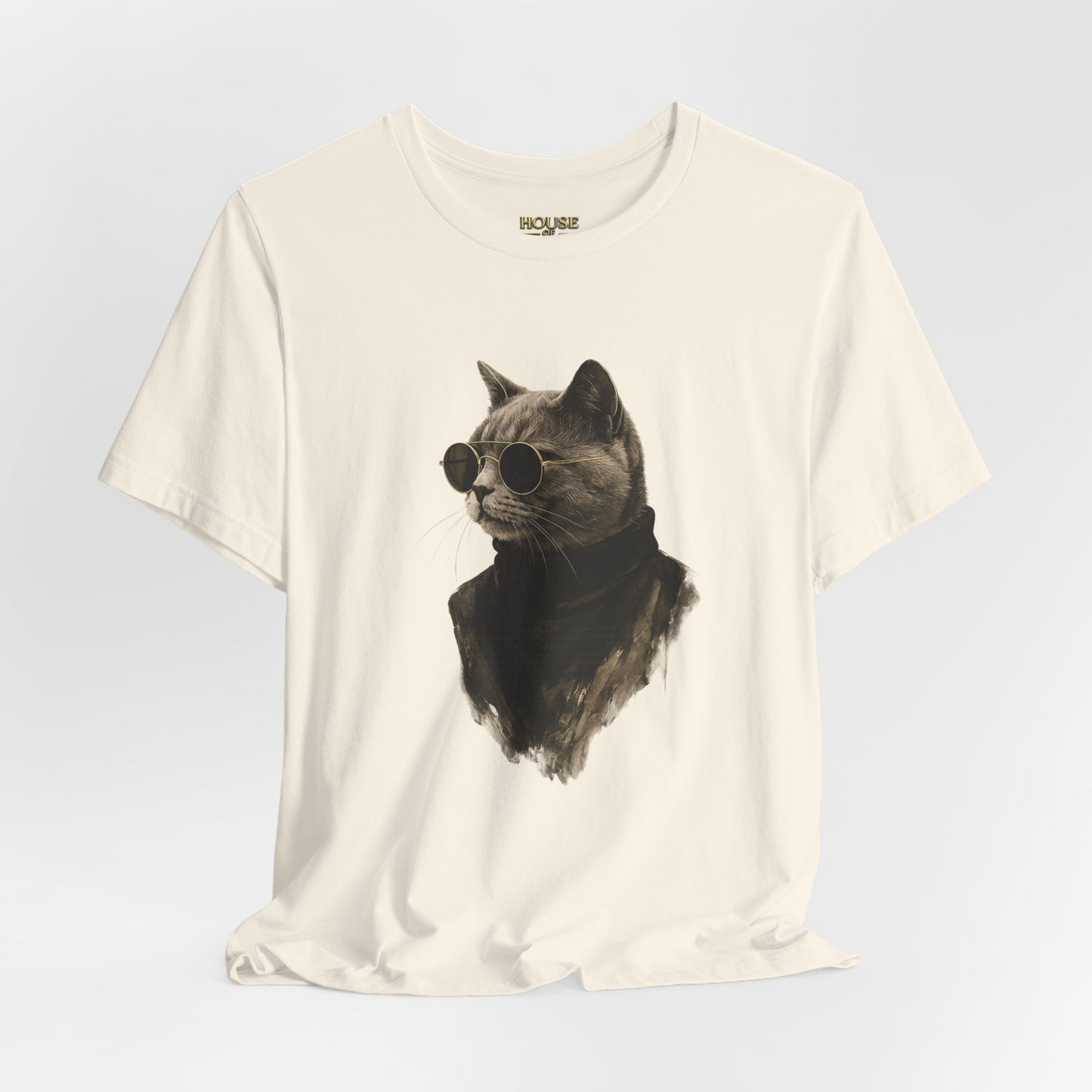 Cool Cat Graphic T-Shirt | Vintage Monochrome Cat Tee by House of Ace