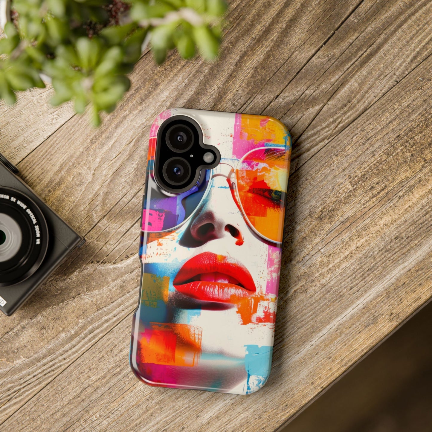 Neon Muse Pop-Art MagSafe® Phone Case by House of Ace Colourful Pop Art Woman Magnetic Impact-Resistant Case