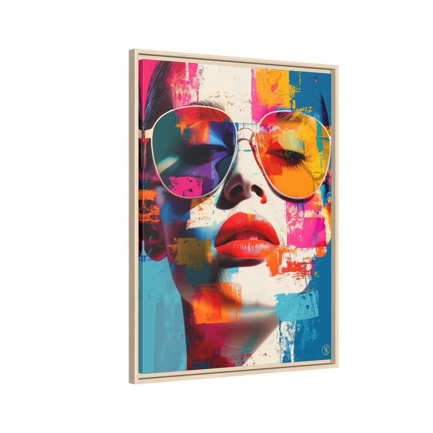 Abstract Pop Art Canvas Wall Art by House of Aces, Colourful Fashion Portrait Print, Framed Matte Canvas, Modern Statement Wall Decor