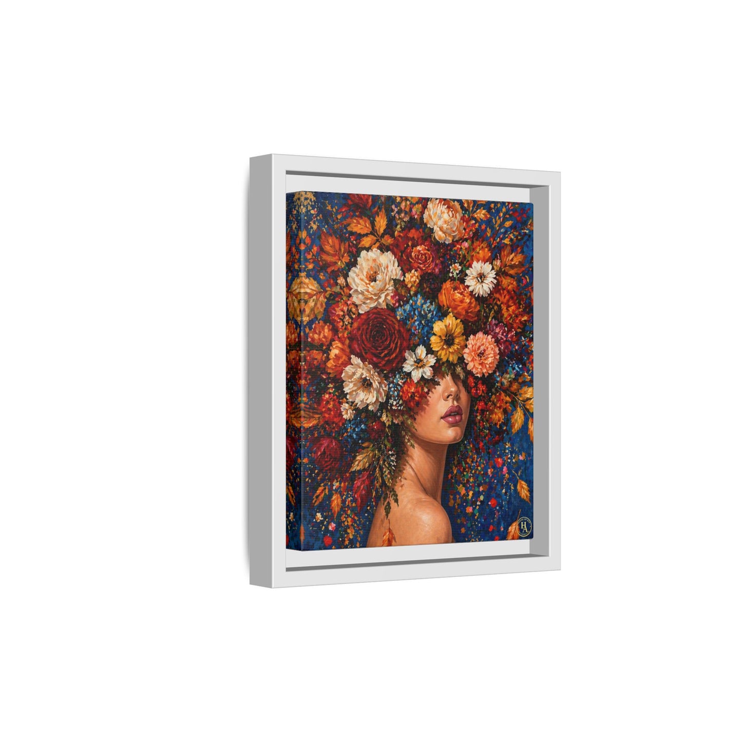 Autumn’s Lady Flower – Bloomlight Reverie Framed Matte Canvas by House of Ace